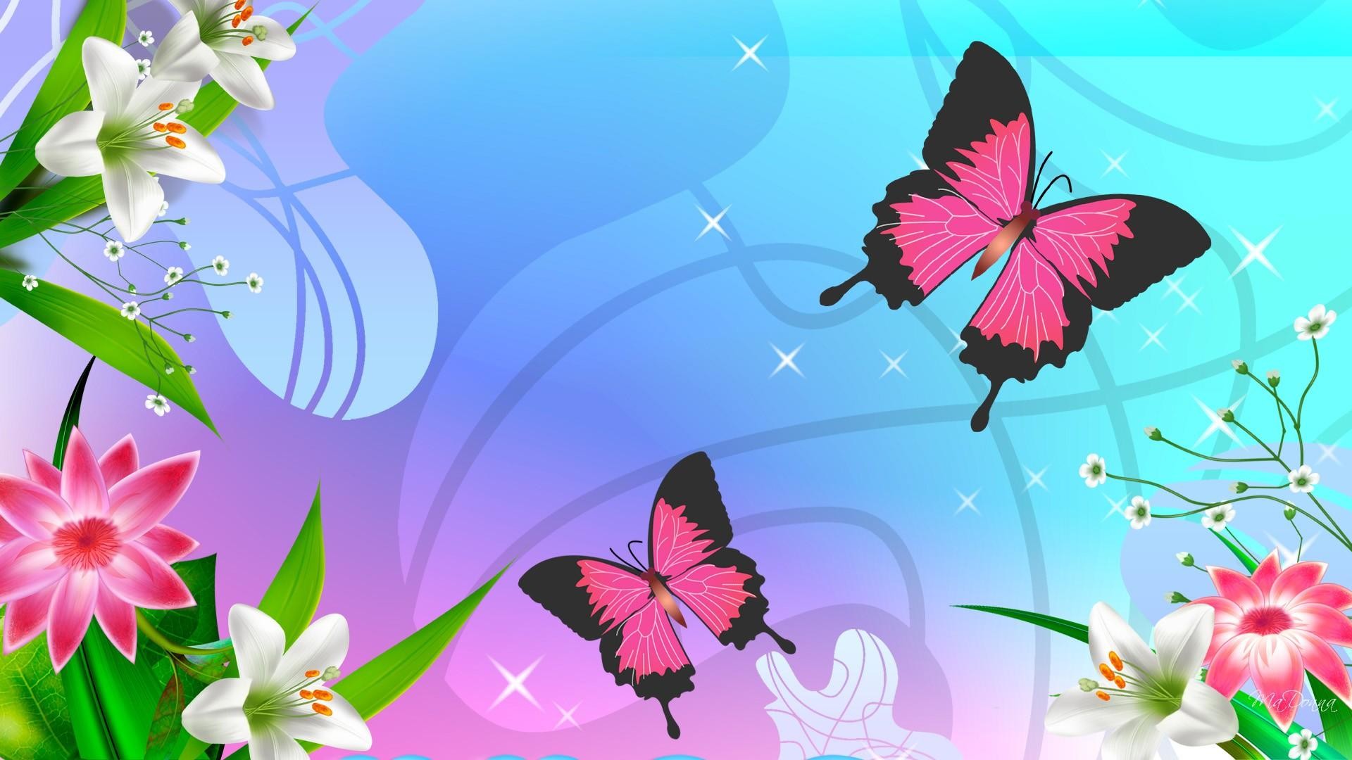 1920x1080 HD Adoring Pink Butterflies Wallpaper