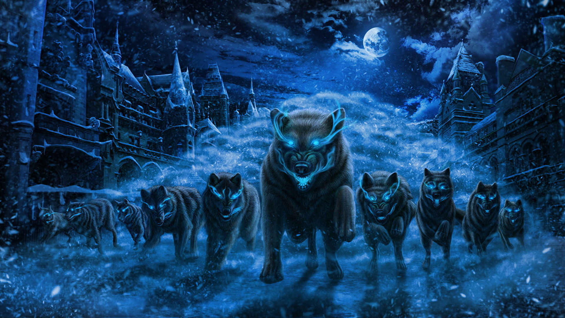 1920x1080 picture wolves running fantasy moon snow night time  Supernatural  Quotes Wallpaper HD Supernatural Funny Wallpaper