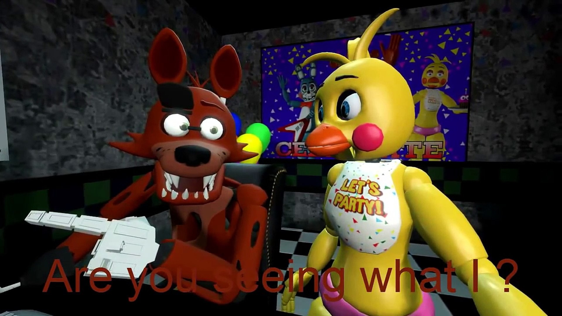 1920x1080 (SFM FNAF) Foxy and Toy Chica reacts five nights at freddyÂ´s 4 trailer -  video dailymotion