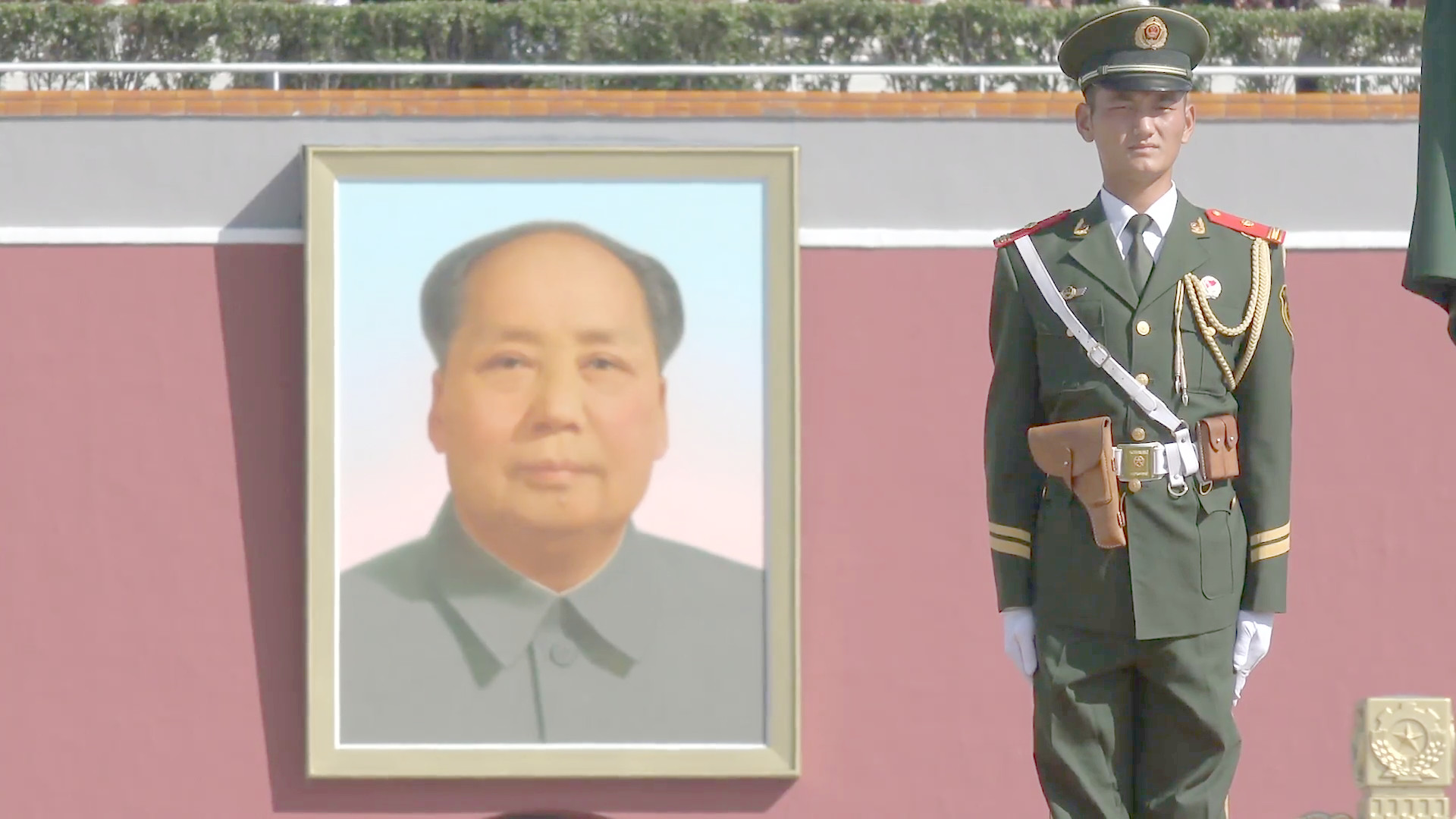 1920x1080 A Chinese military soldier stands guard at Tiananmen Square, with a  portrait of Mao Zedong behind him, politics in China Stock Video Footage -  VideoBlocks