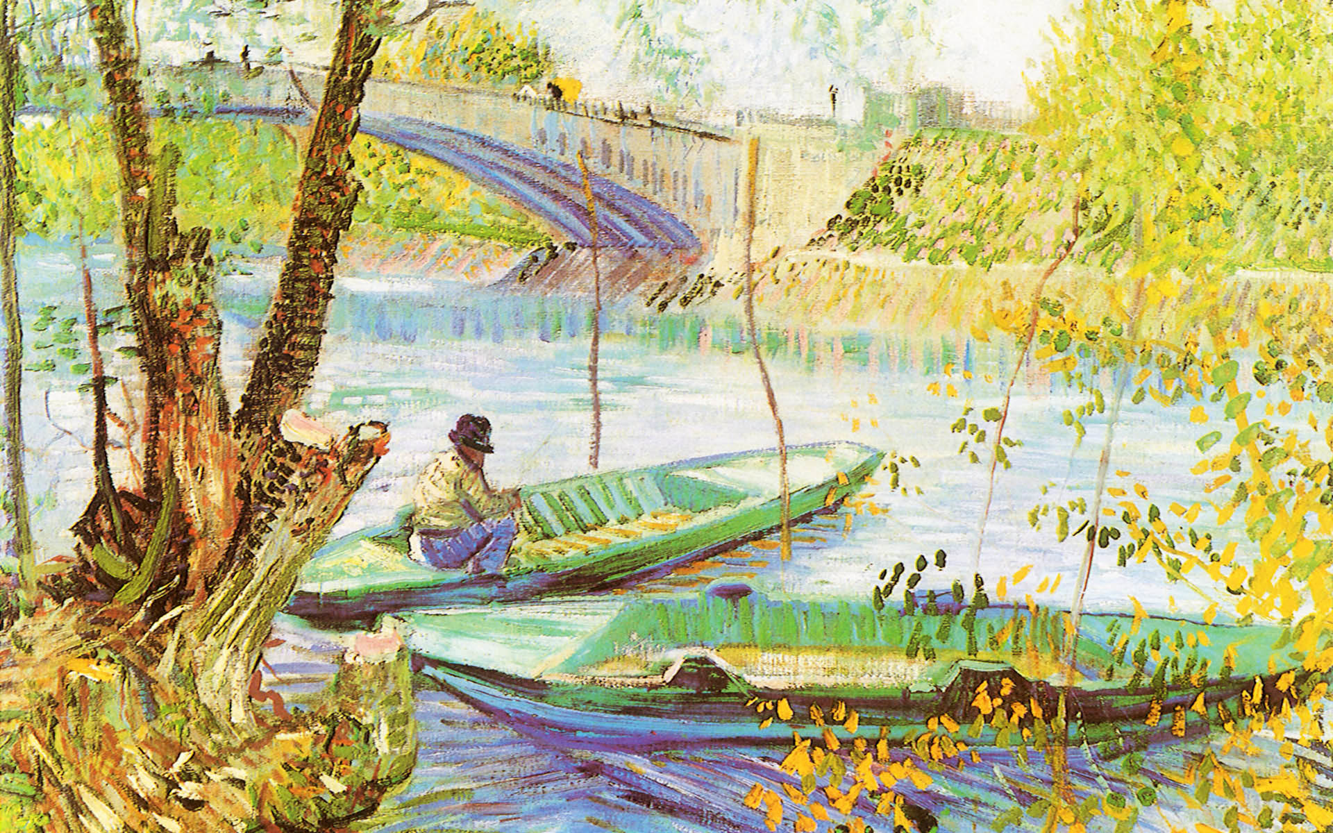 1920x1200 Van Gogh Fishing Boat Wallpaper HD