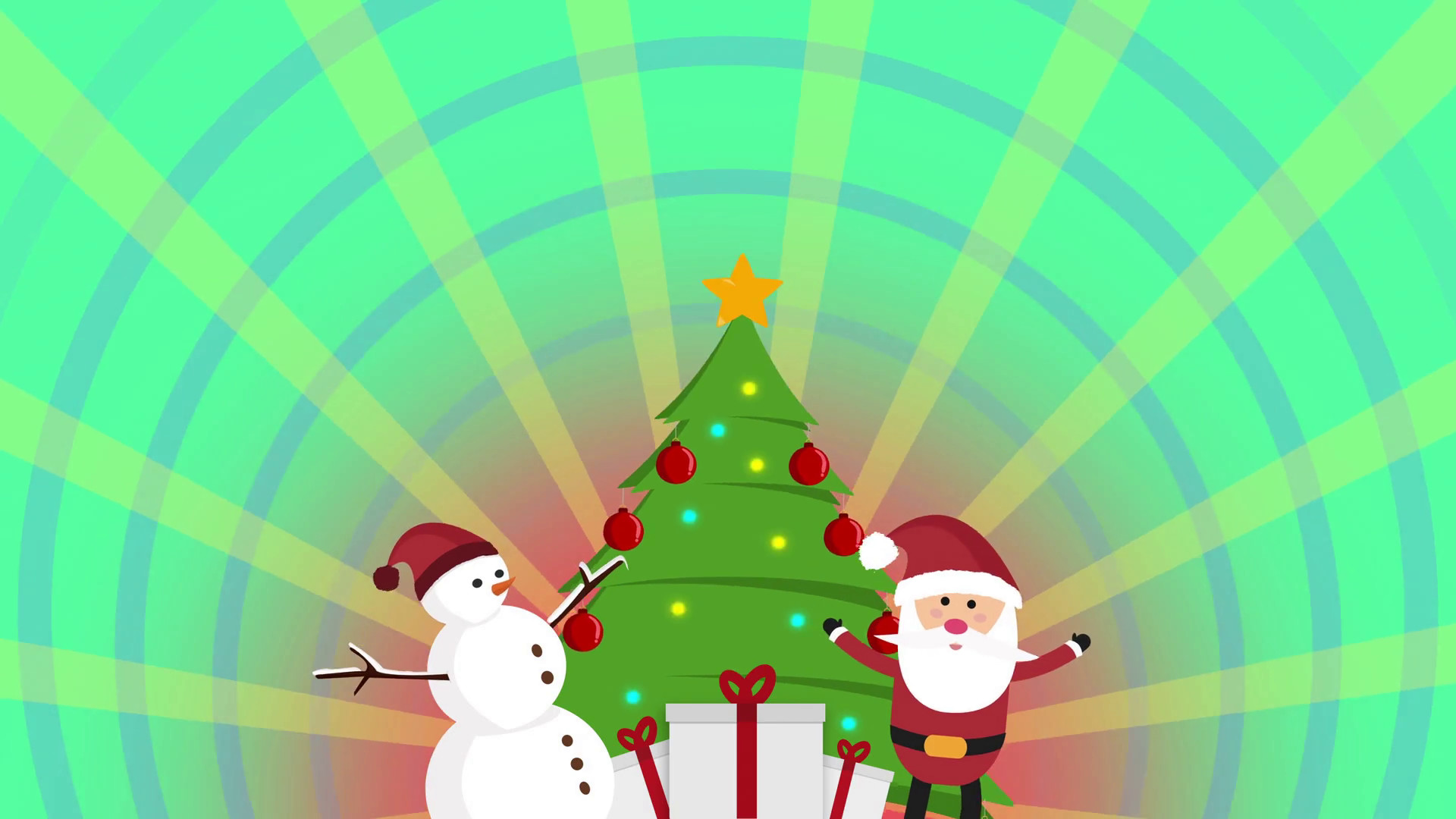 1920x1080 Colorful cartoon Christmas greetings card. Holiday background on New Year  theme.