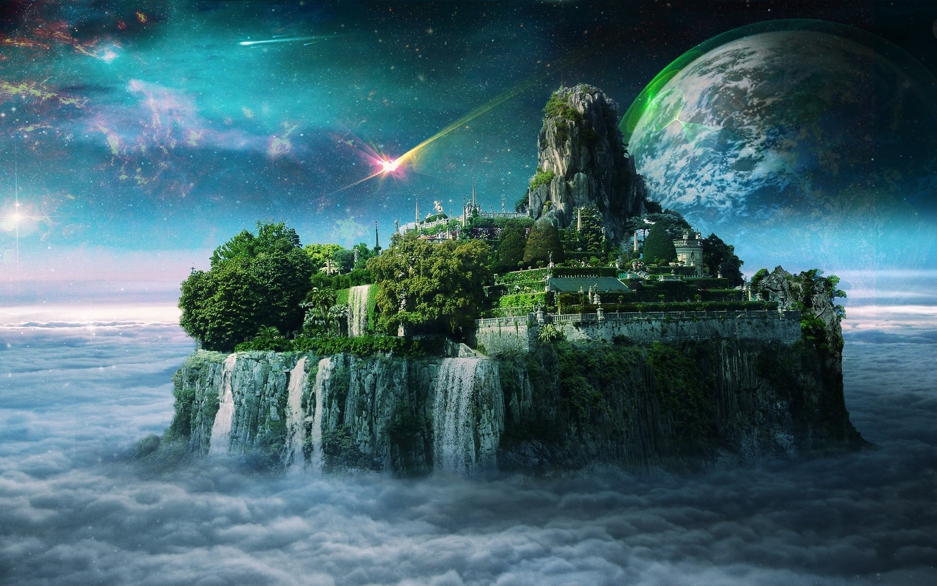 1920x1200 Magic Island Planet Clouds Sky wallpapers and stock photos