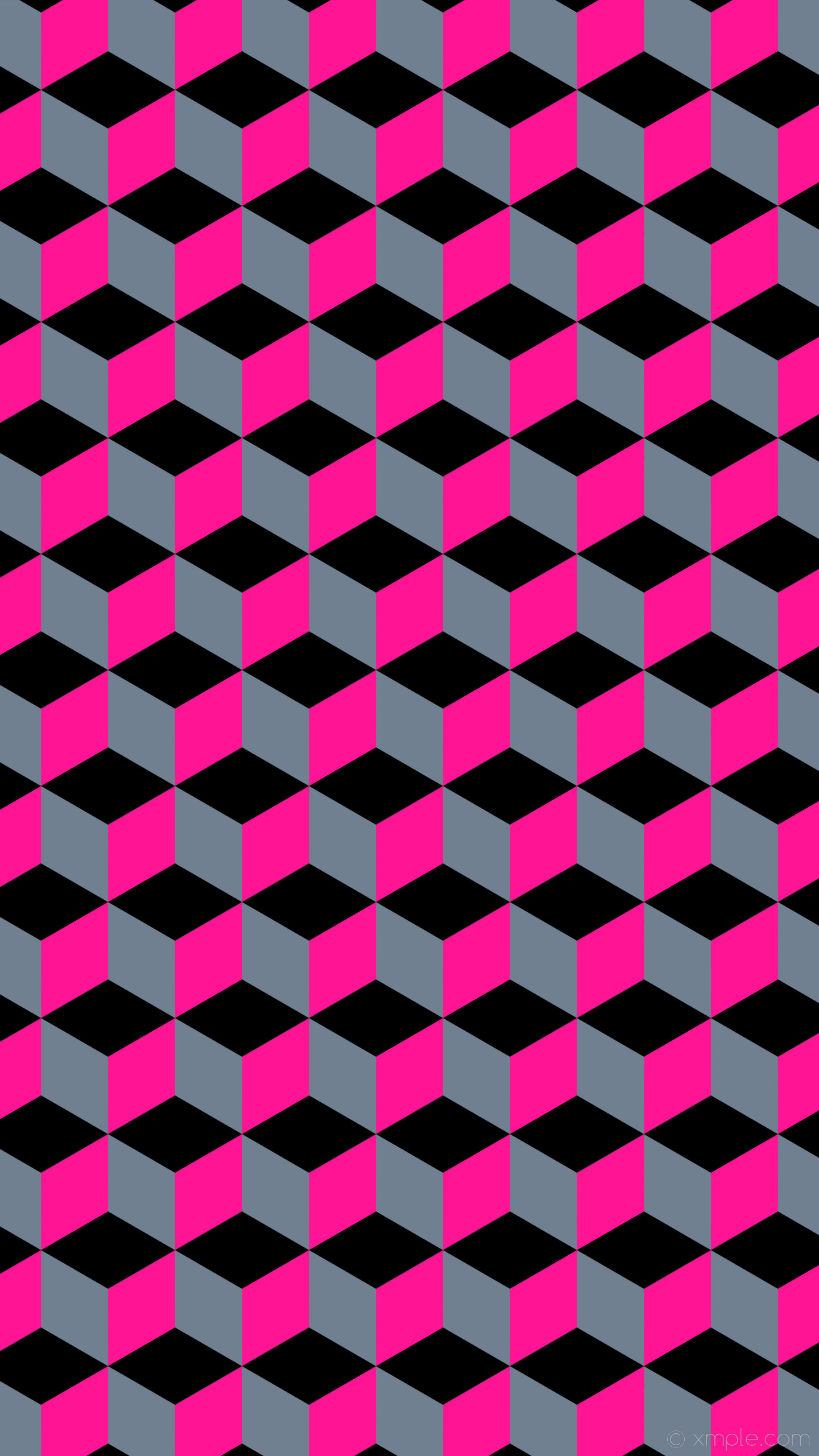 1440x2560 wallpaper pink black 3d cubes grey slate gray deep pink #708090 #ff1493  #000000