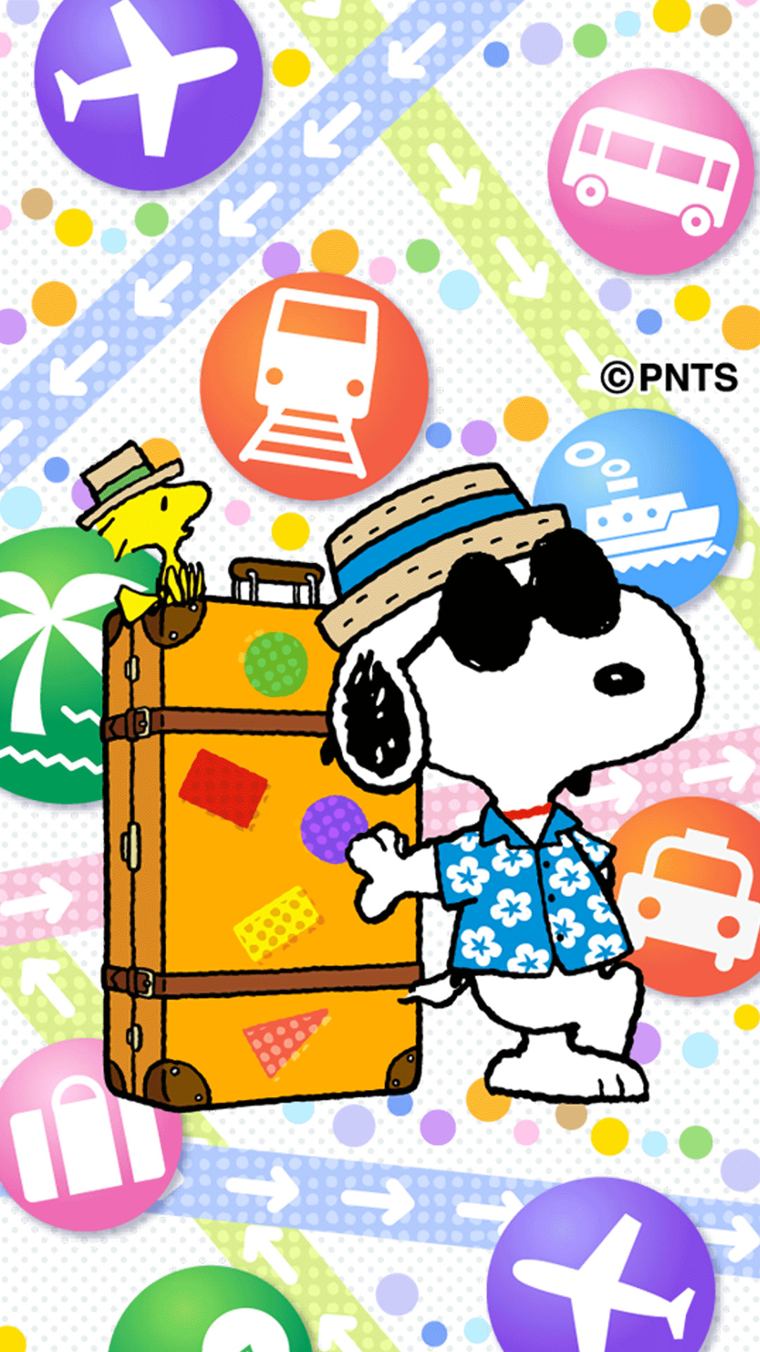 1080x1920 Snoopy and Woodstock With Travel Trunk Wearing Straw Hats and Hawaiian  Shirts on Vacation