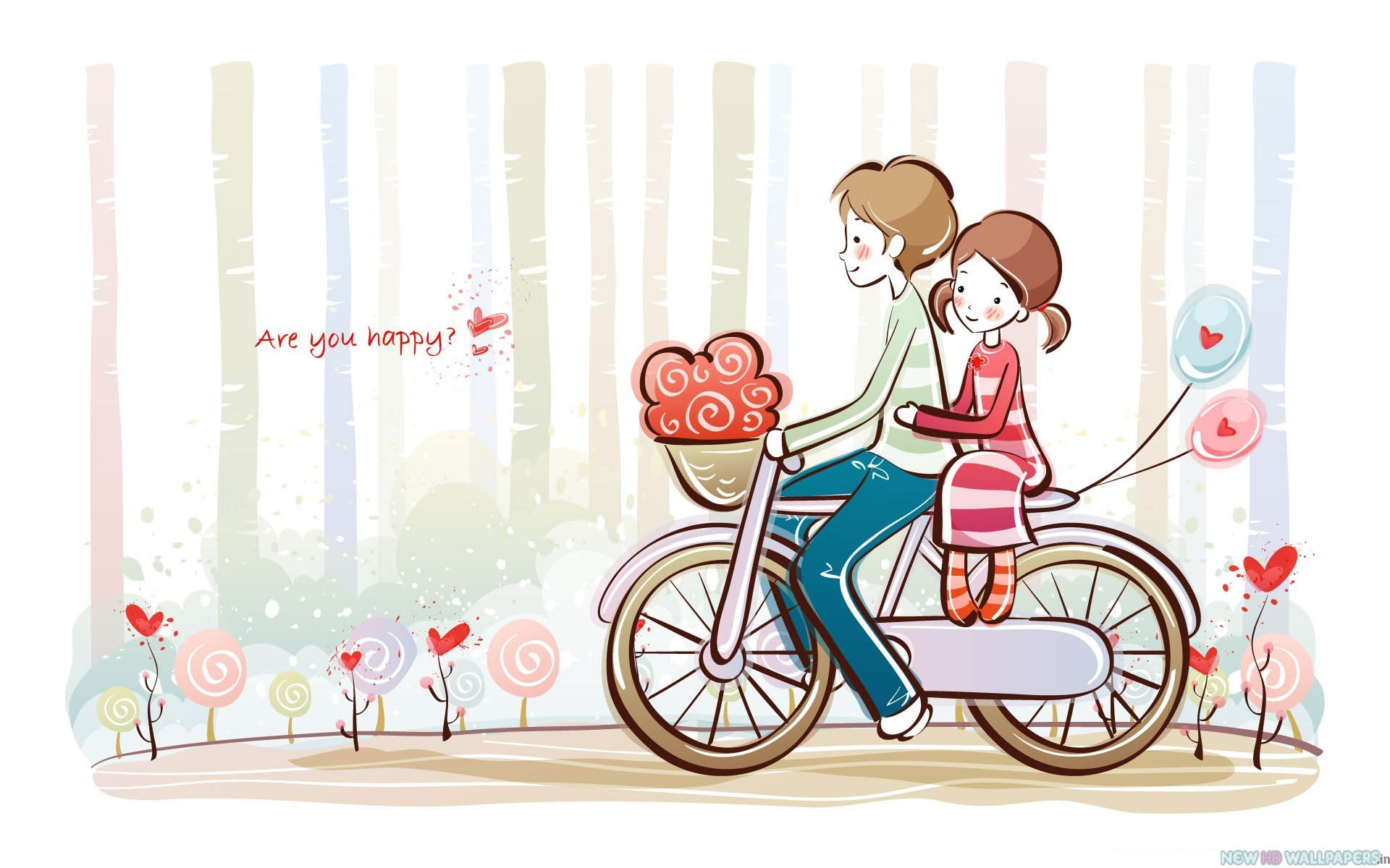 1920x1200 Cute Valentine Love Couple Cartoon - New HD Wallpapers