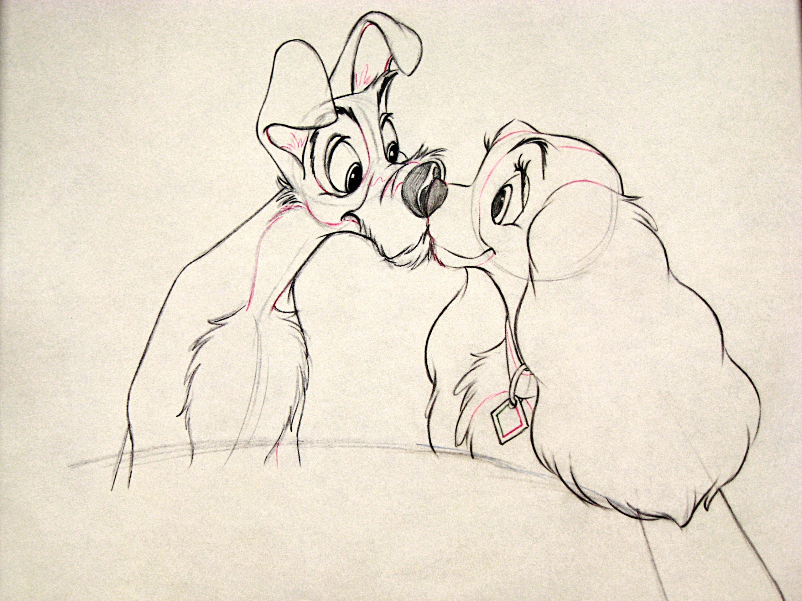 2560x1920 HD Wallpaper and background photos of Walt Disney Sketches - Tramp & Lady  for fans of Walt Disney Characters ...