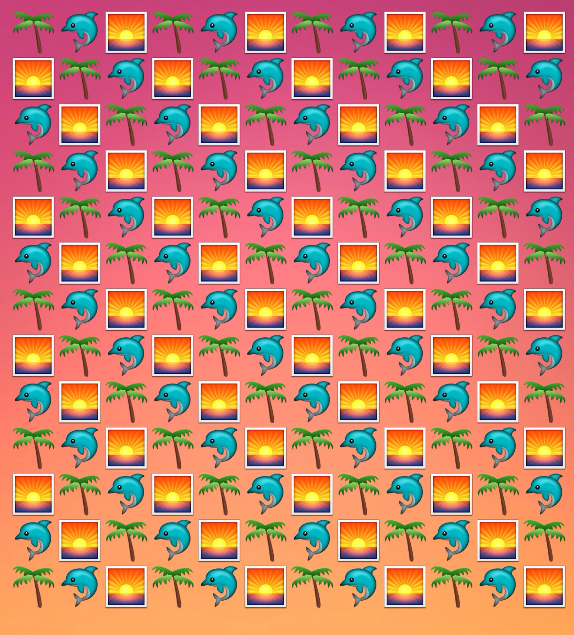 1852x2048 Emoji wallpaper background for desktop or phone ~ dolphins on a tropical  sunset beach