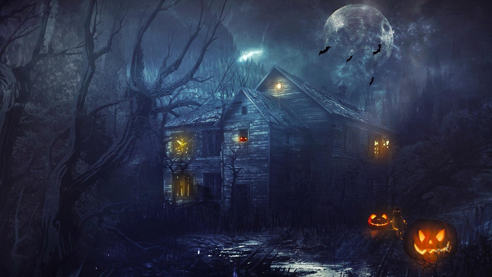 1920x1080 Dark Halloween Night 3D Halloween Screensaver | Halloween & Fright .