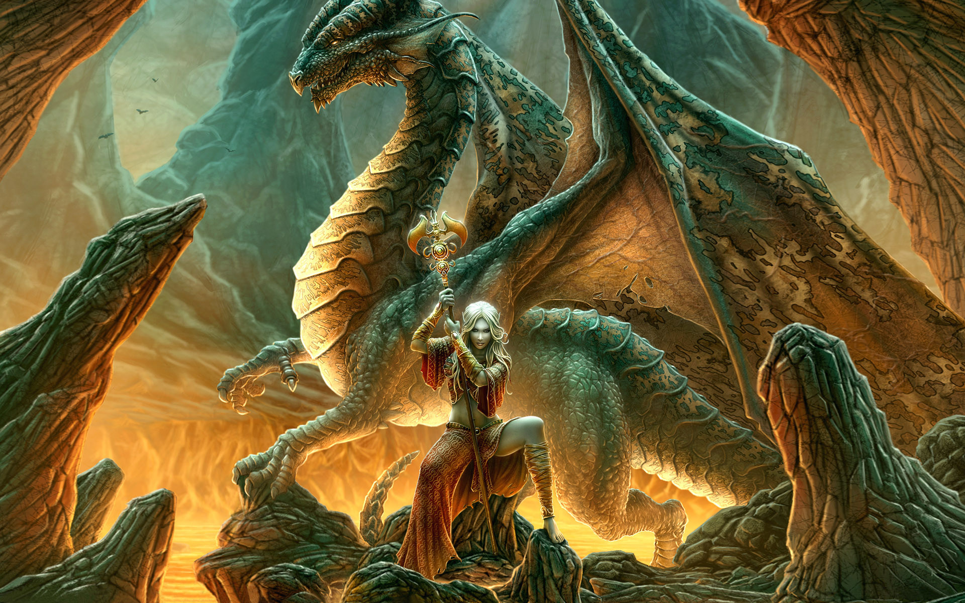 1920x1200 free desktop wallpaper of fantasy warrior princess and dragon free .