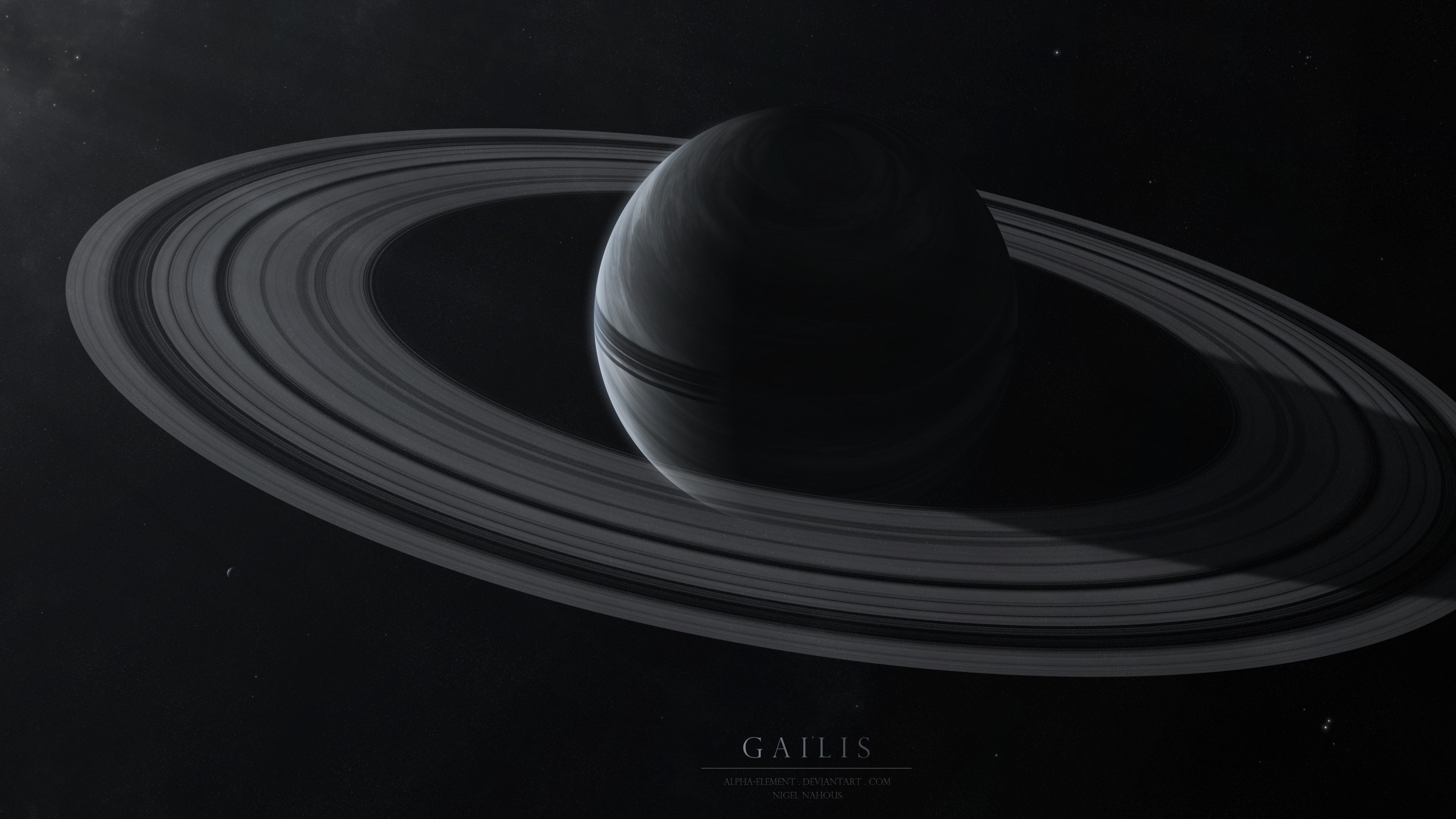 3840x2160 Preview wallpaper gailis, planet, rings, stars, space 