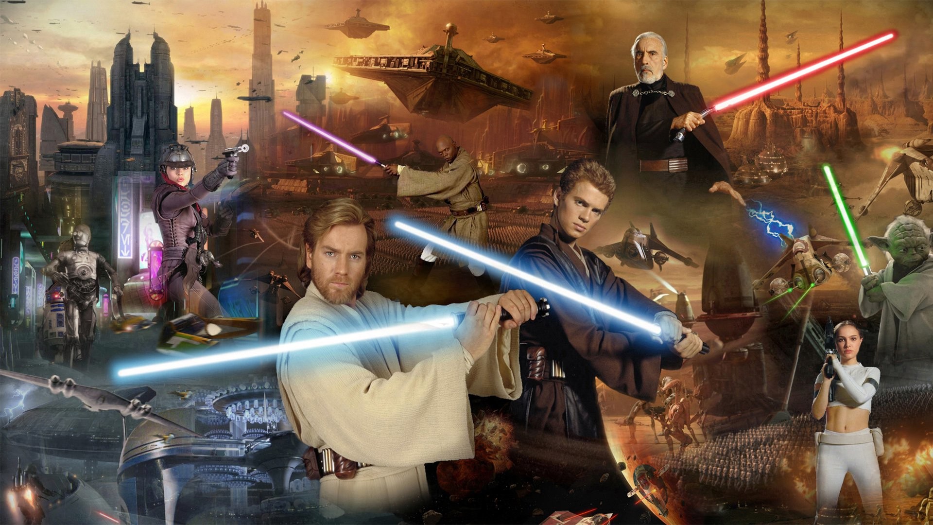 1920x1080 Movie - Star Wars Episode II: Attack Of The Clones Yoda Anakin Skywalker  Ewan McGregor