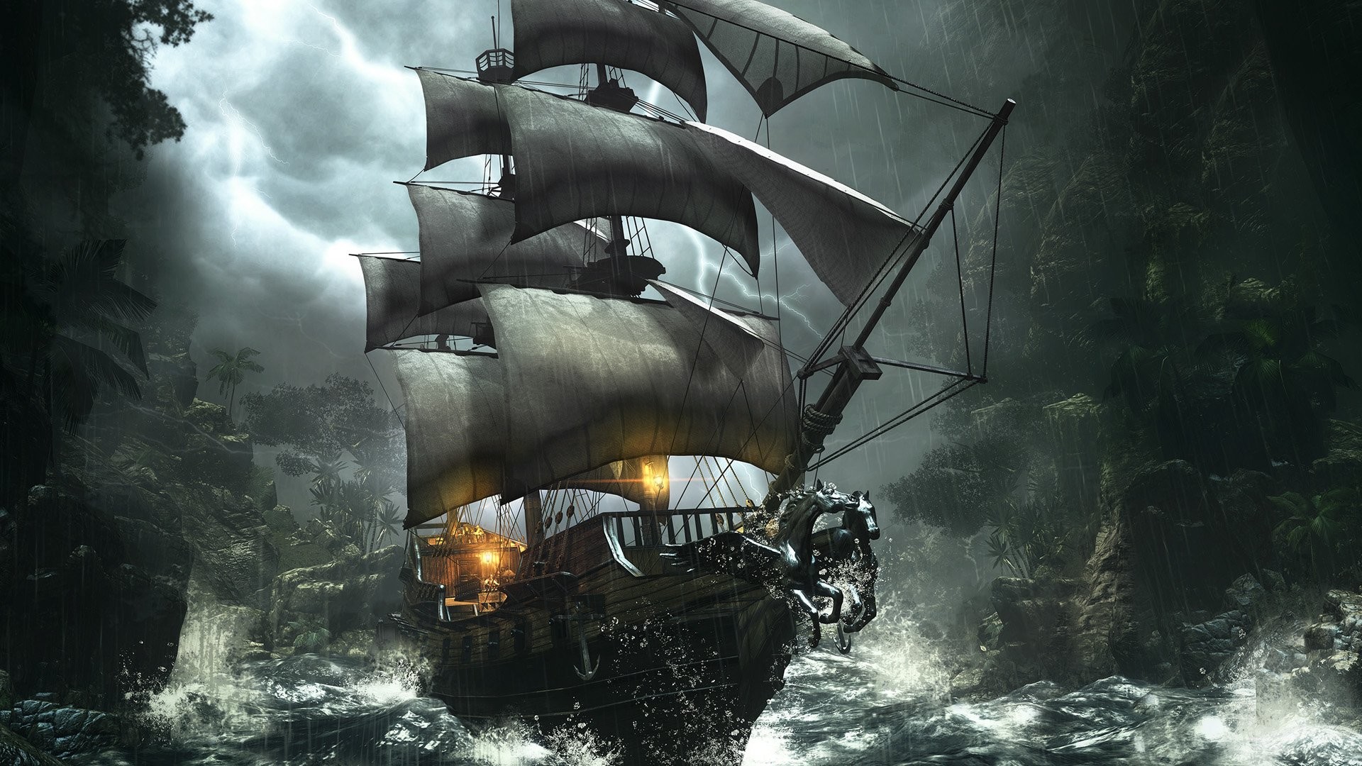 1920x1080 Image for Ghost Pirate Ship Wallpaper Desktop