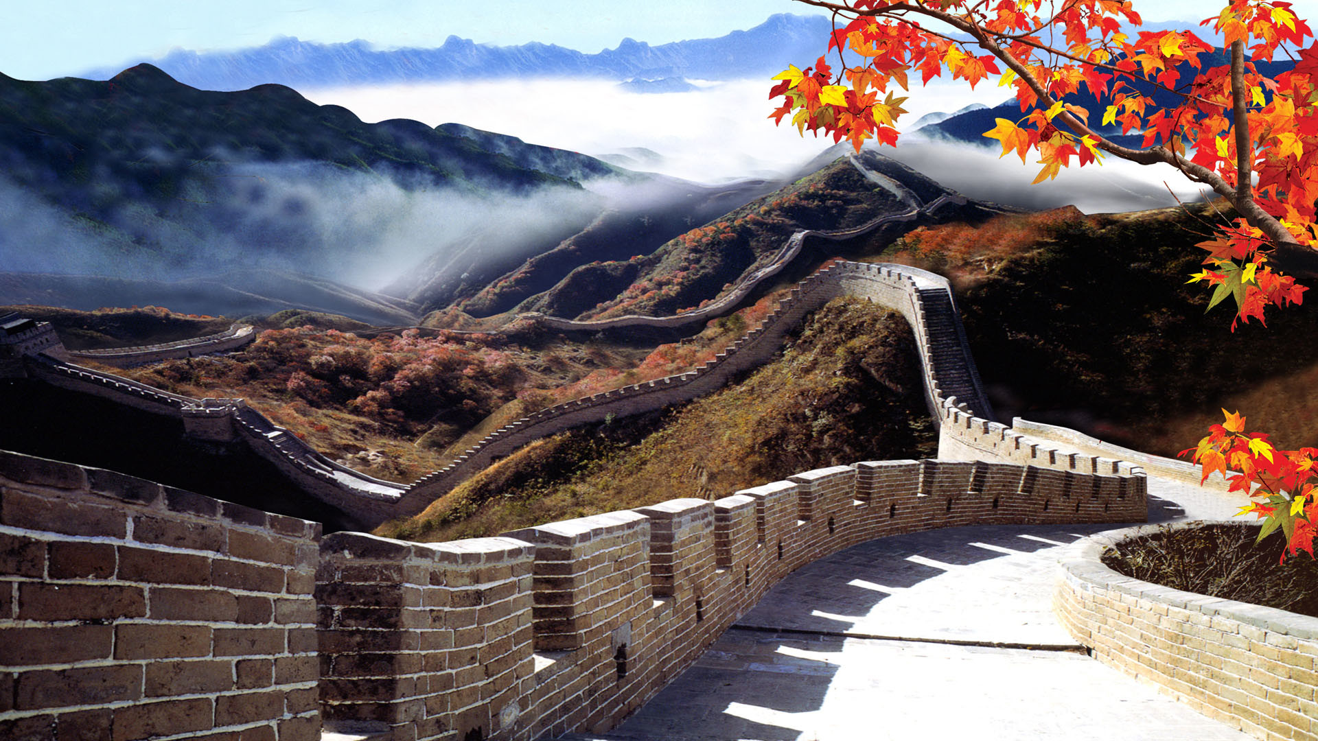 1920x1080 Great Wall of China Under Fog Wallpaper Travel HD Wallpapers 