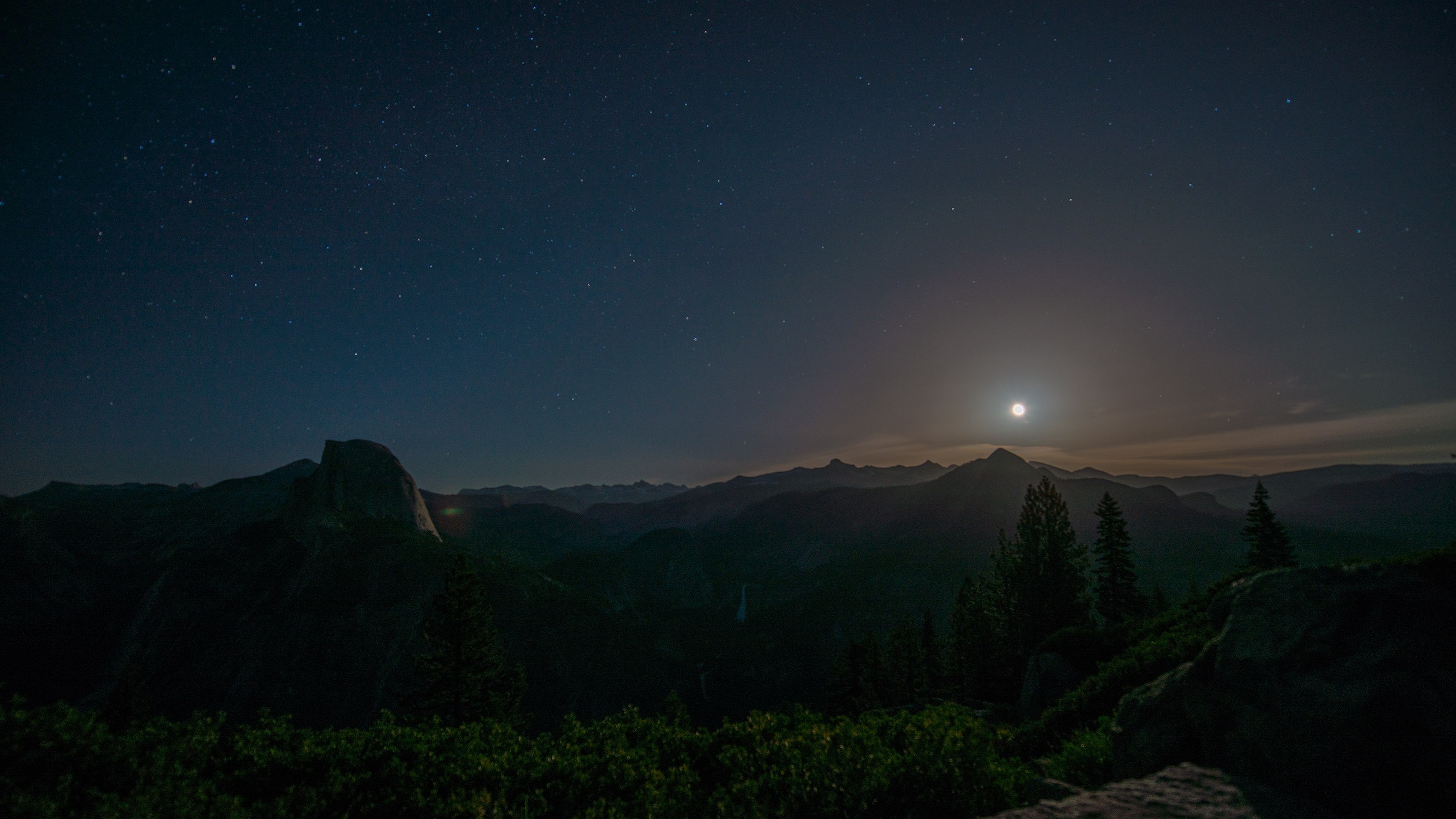 3200x1800 #nature, #forest, #Moon, #Yosemite Valley, #Yosemite .
