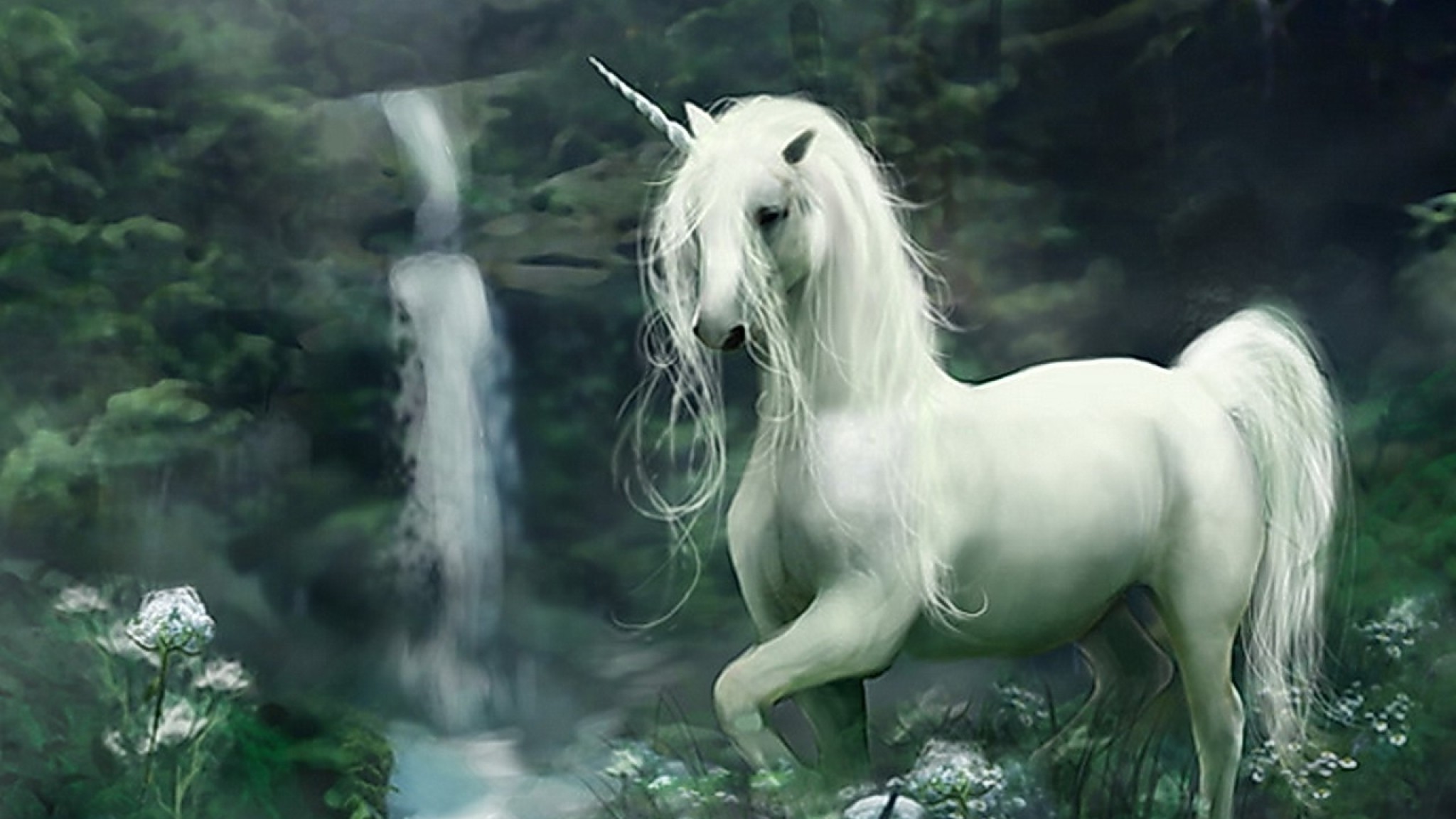2048x1152 Preview wallpaper unicorn, being, falls, grief 