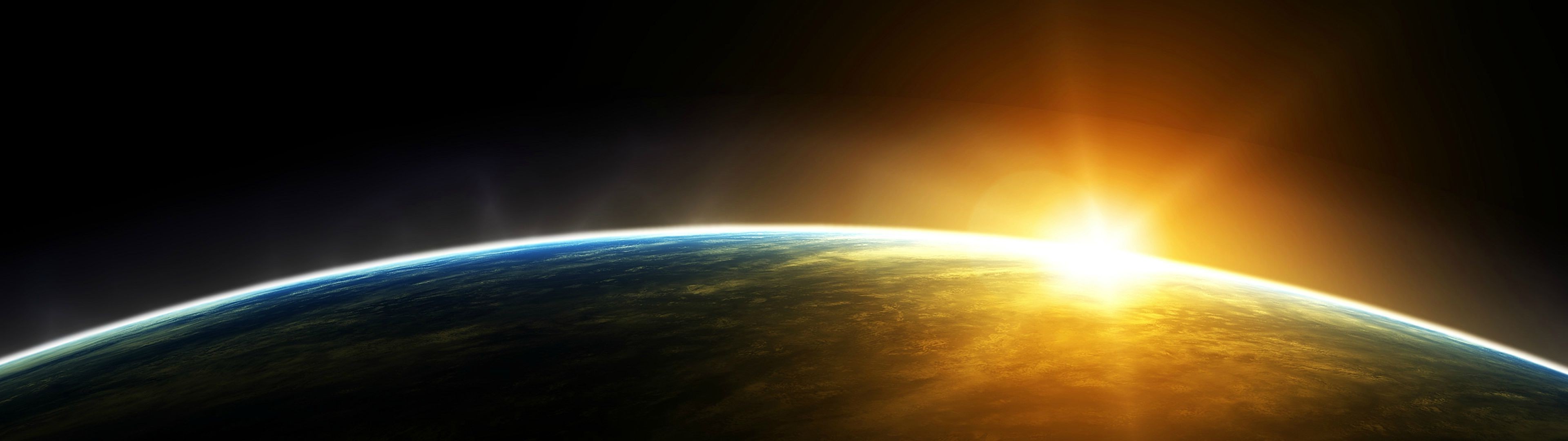 3840x1080 space, Earth, Sunrise, Multiple Display Wallpapers HD / Desktop and Mobile  Backgrounds