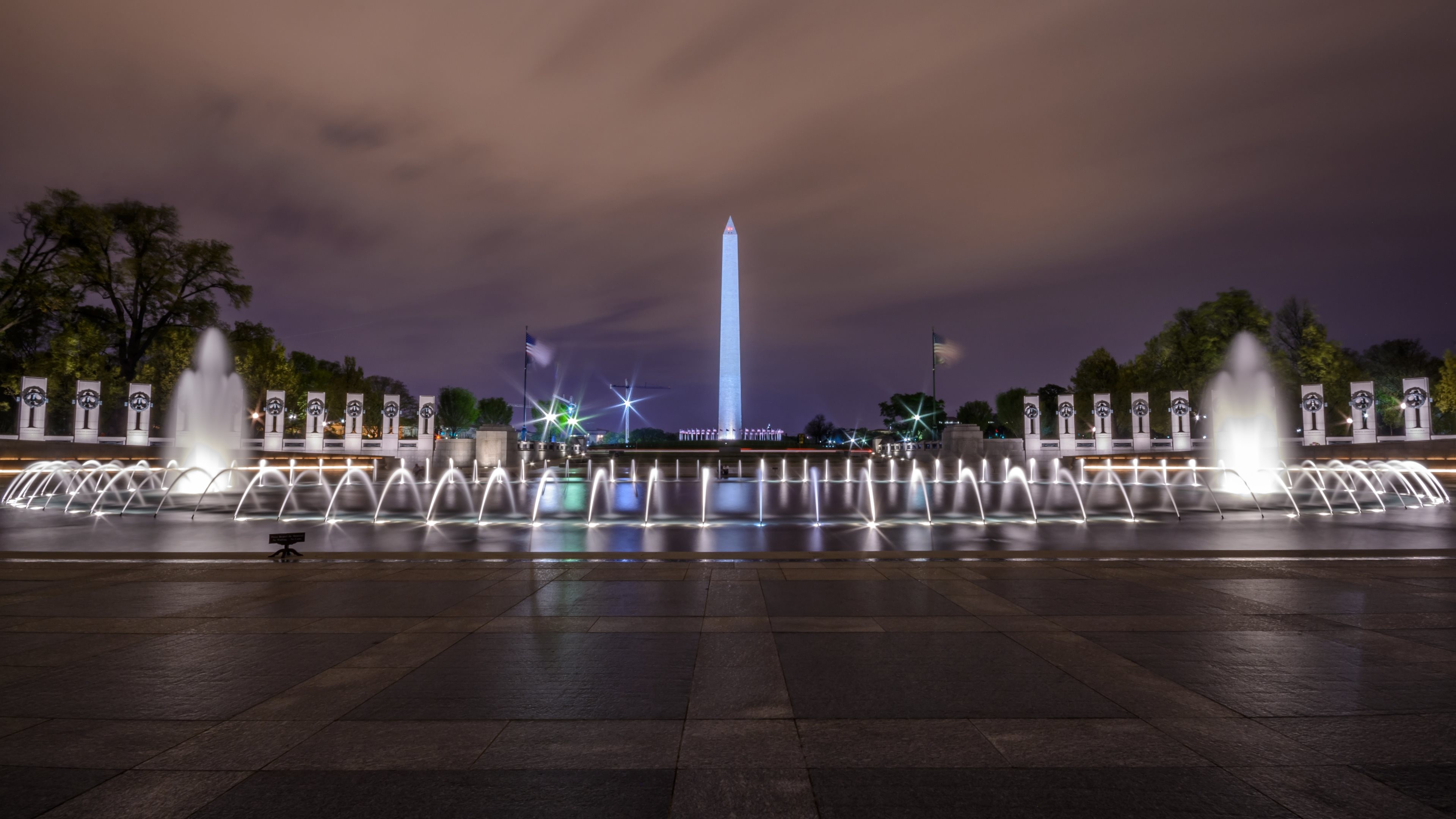 3840x2160 4K HD Wallpaper: World War II Memorial & Washington Monument