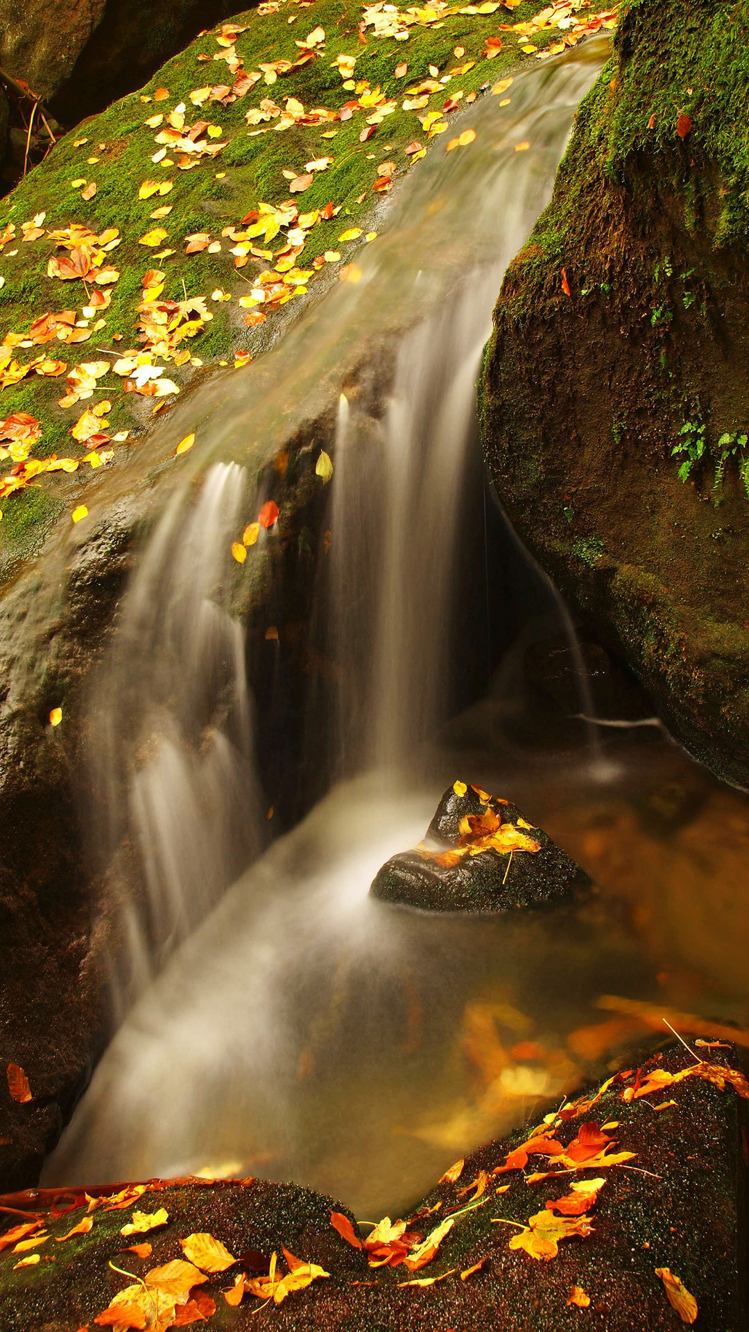 1080x1920 Waterfall autumn mood iPhone 6 Plus Wallpaper