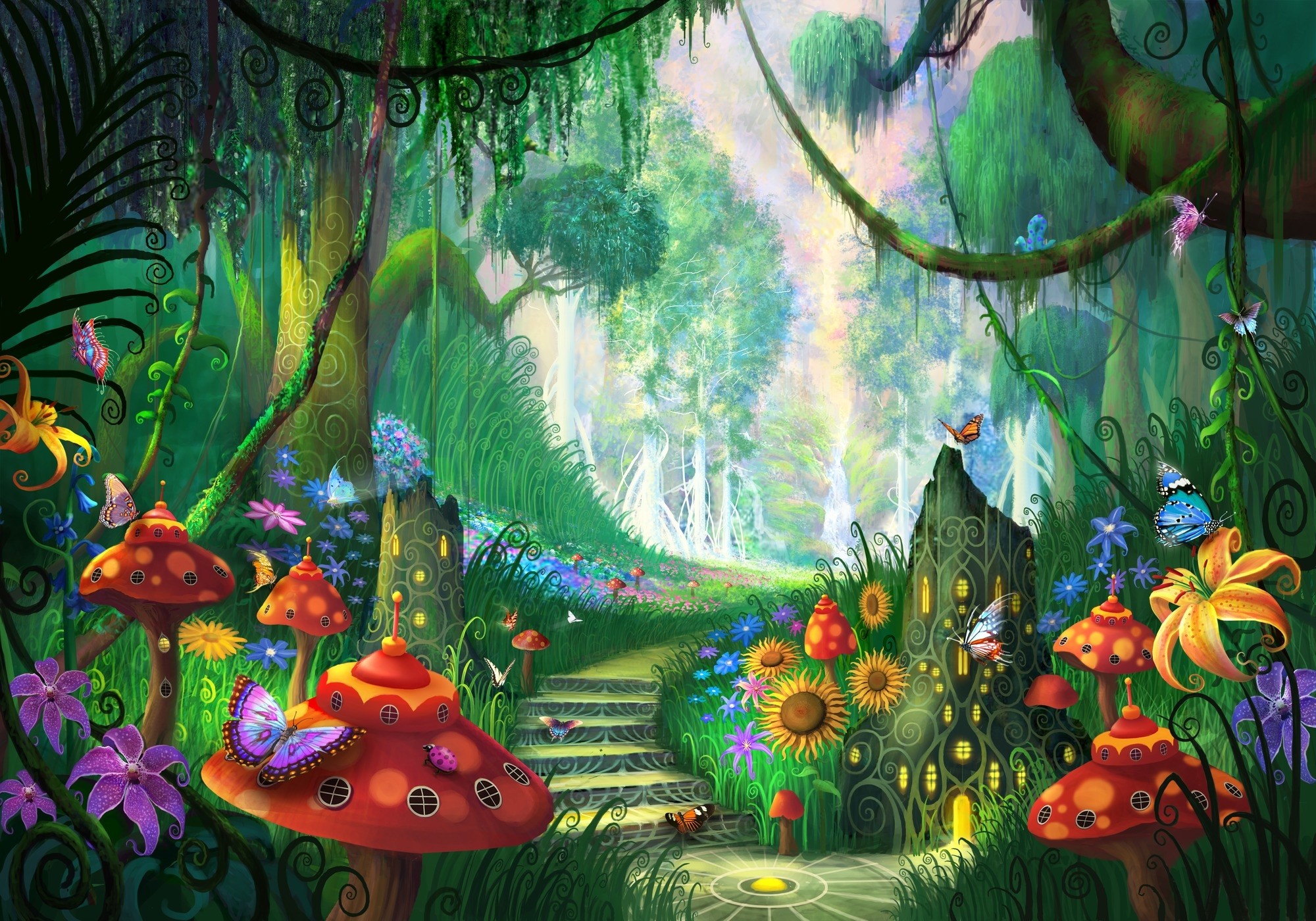 2000x1400 ... Home Design : Enchanted Forest Wall Murals Nursery Landscape  Contractors enchanted forest wall murals intended for ...