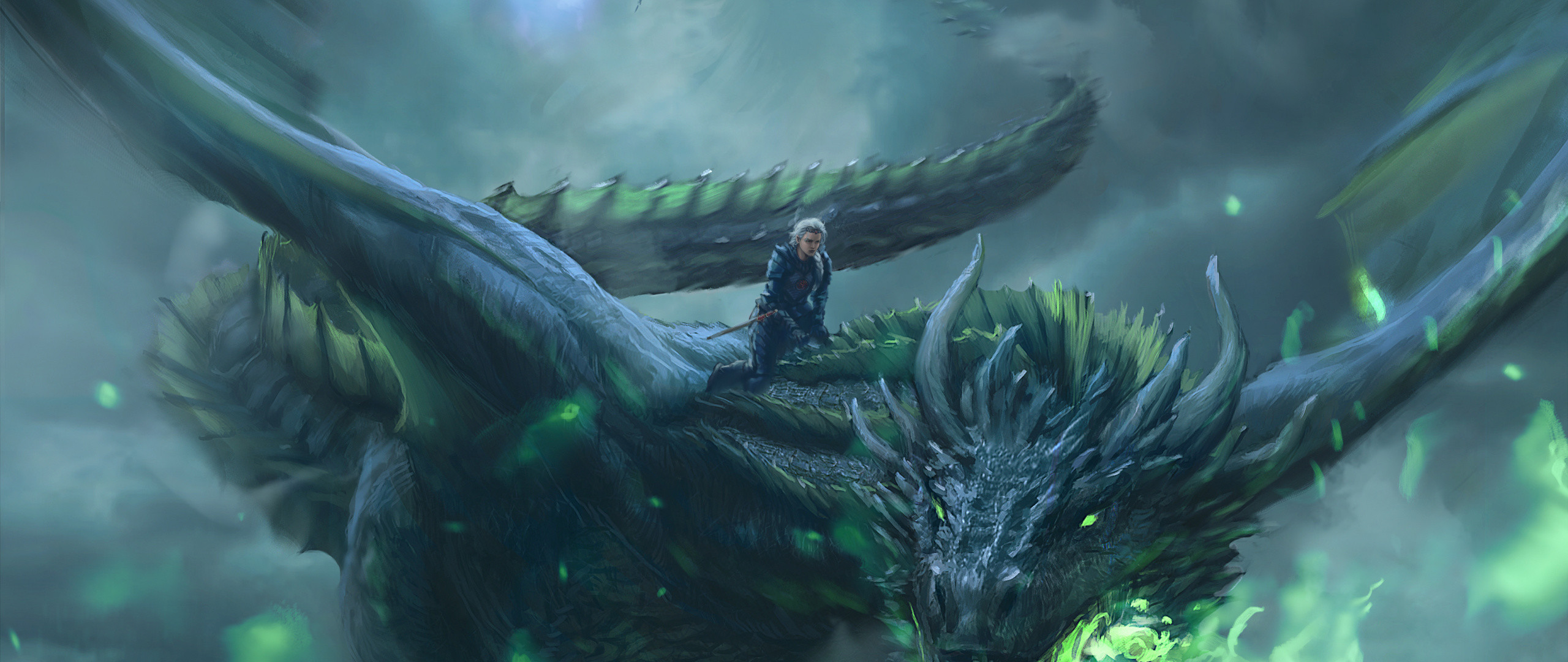 2560x1080 Daenerys Targaryen, Dragon ride, game of thrones, digital art,   wallpaper