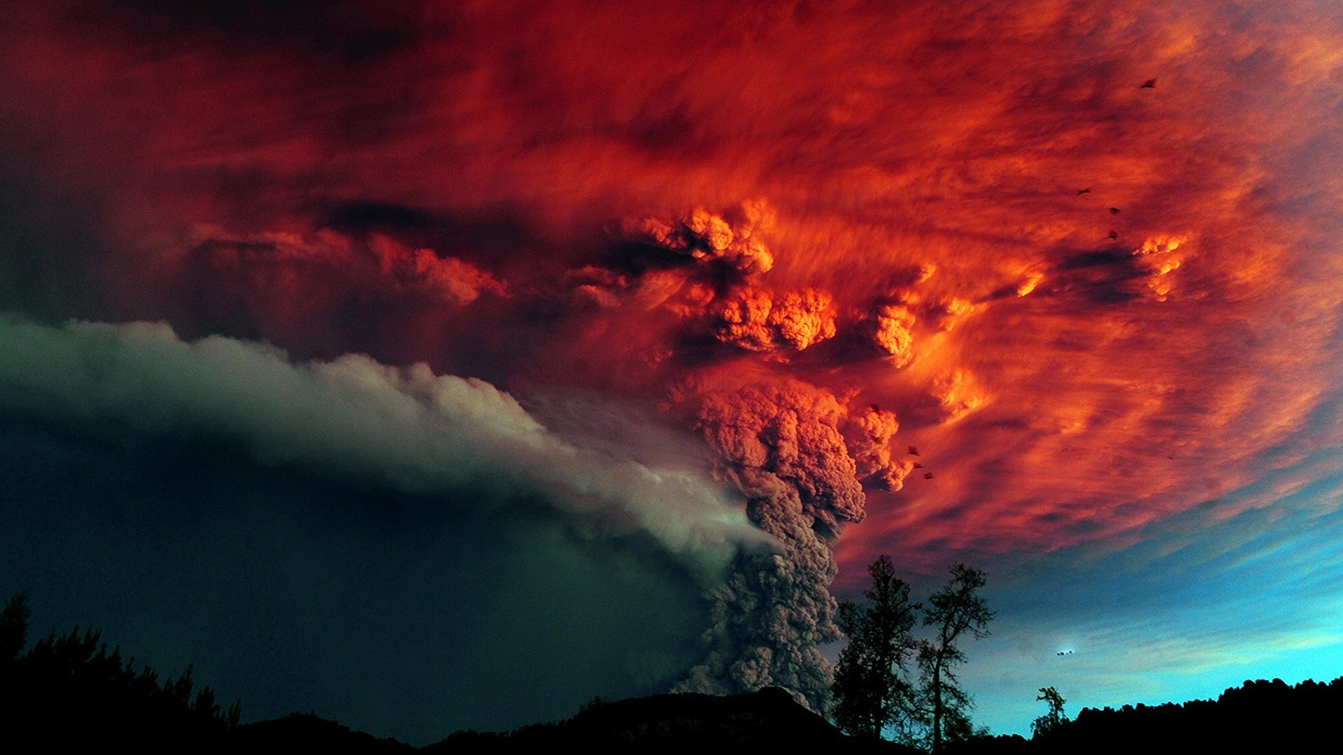 1920x1080 Preview wallpaper volcano, eruption, smoke, colors 