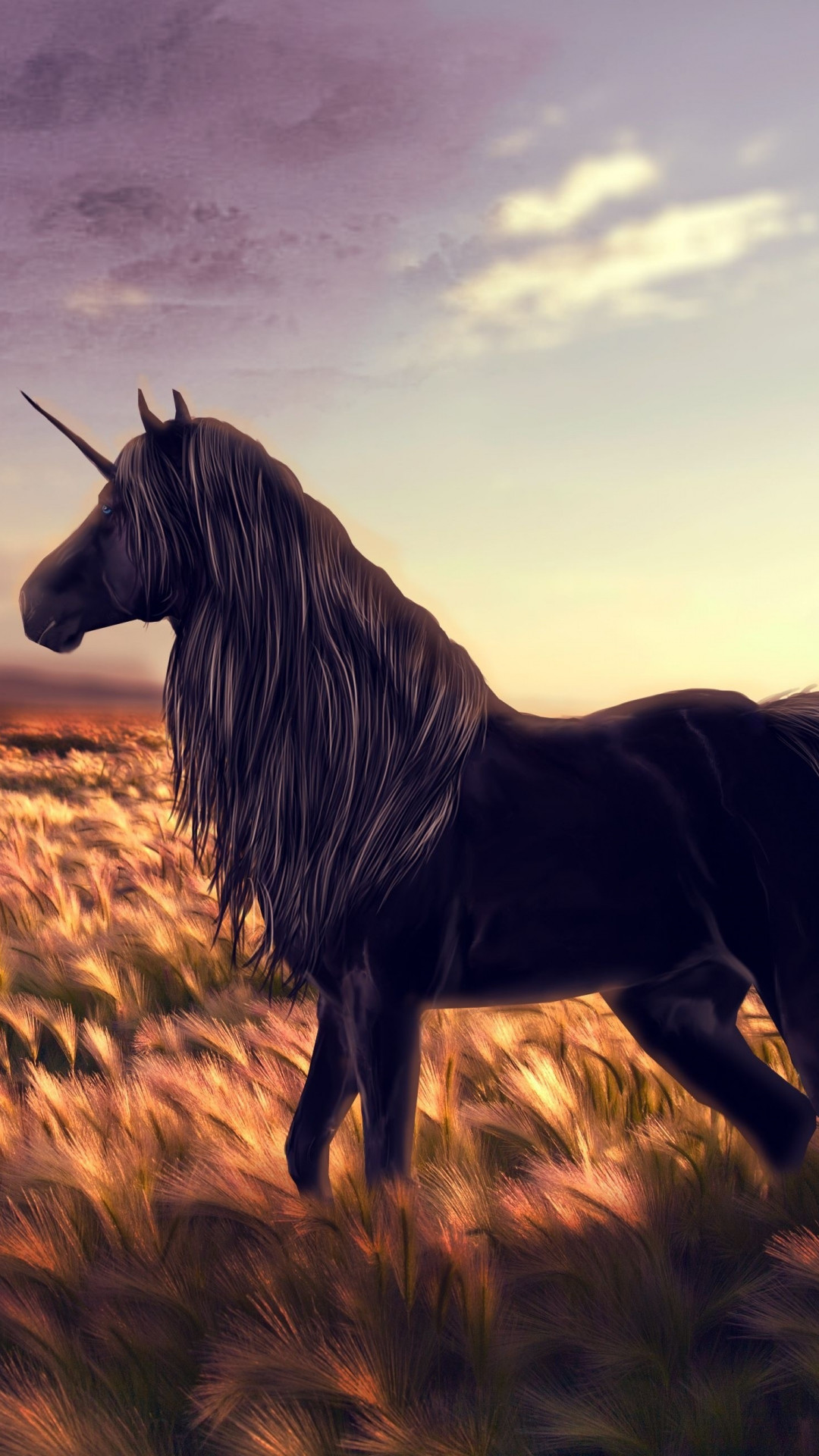 1080x1920 Preview wallpaper horse, unicorn, golf, art, grass, wind 