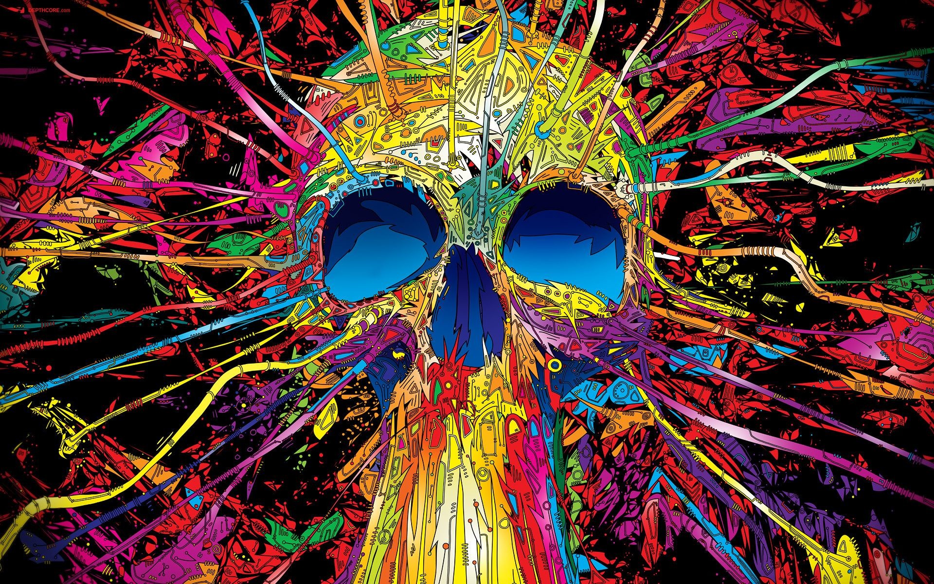 1920x1200 Art colour explosion skull