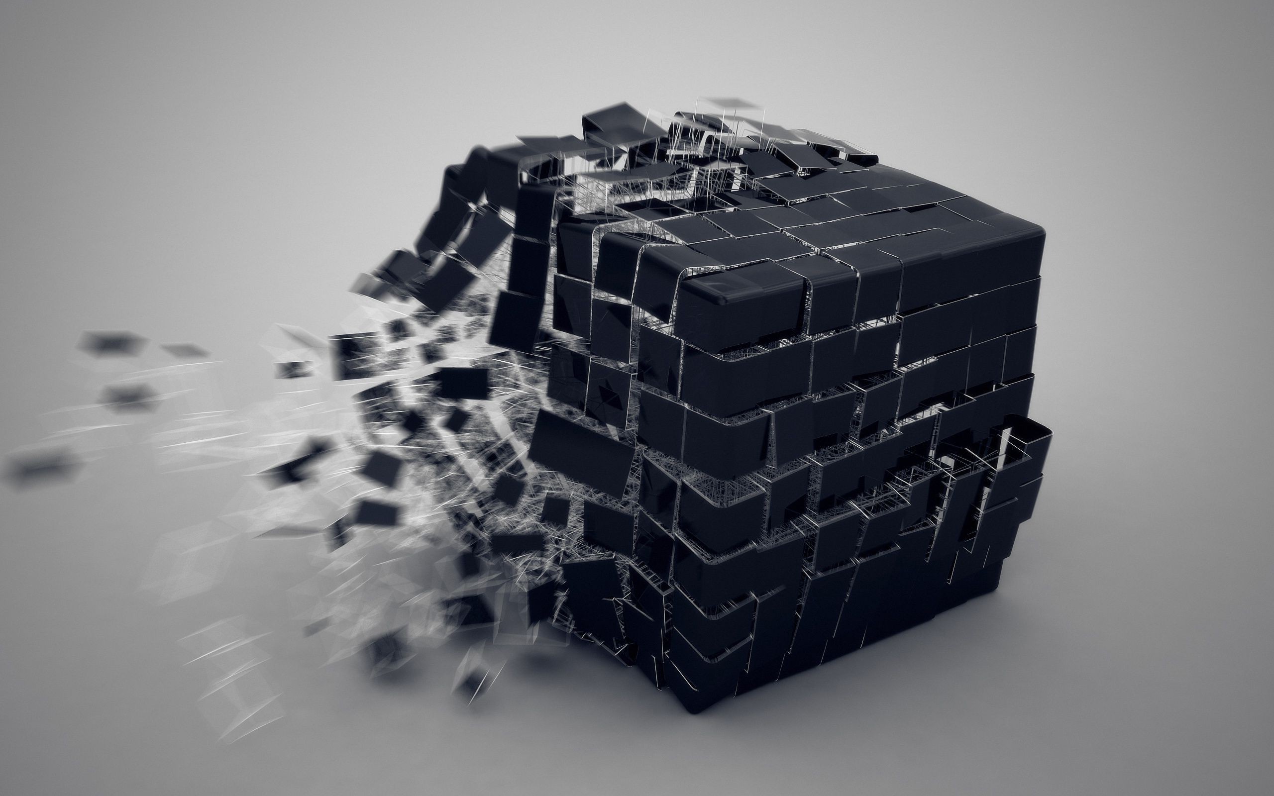 2560x1600 Black Real 3D Cube