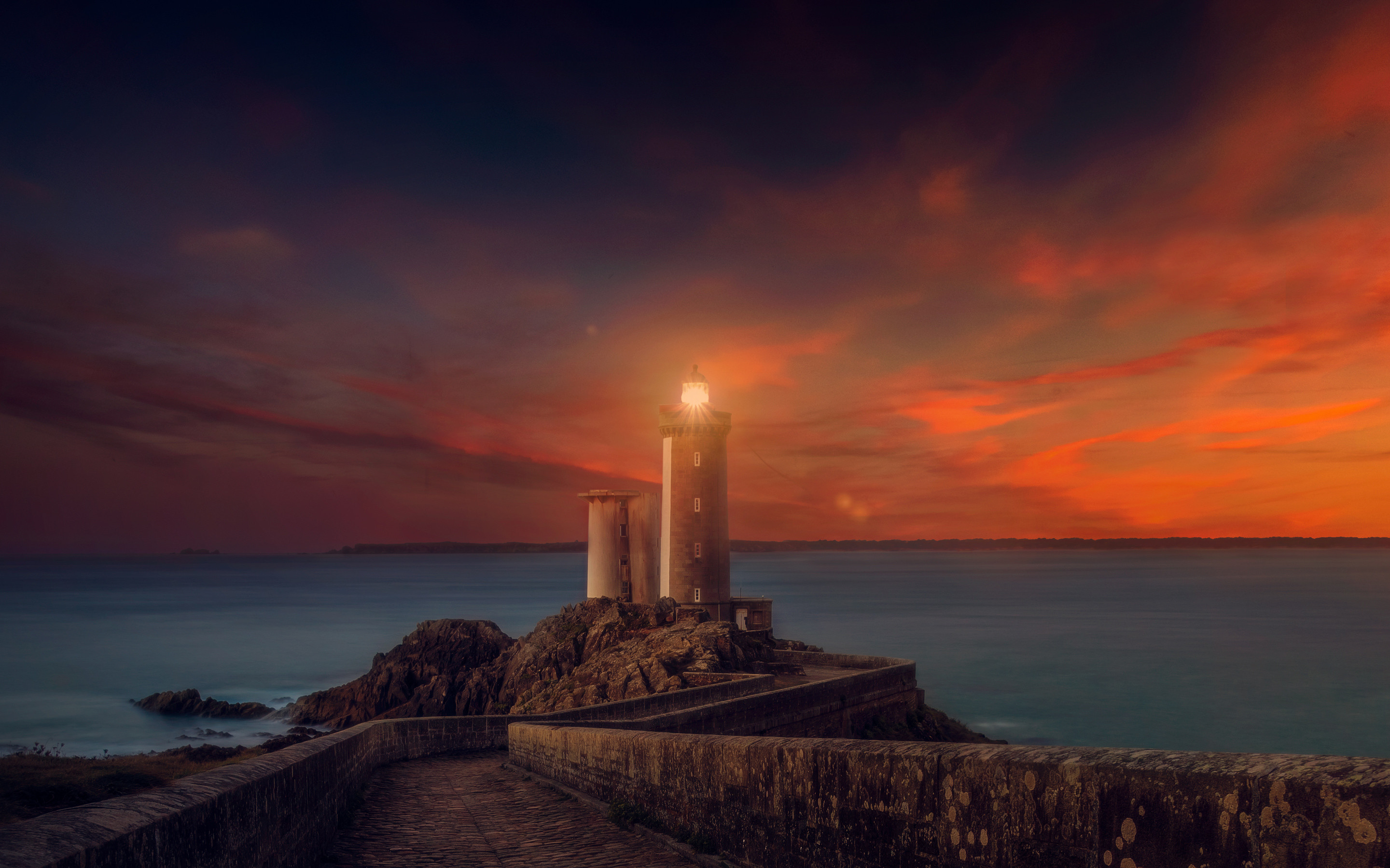 2880x1800 Sunset Lighthouse 4K