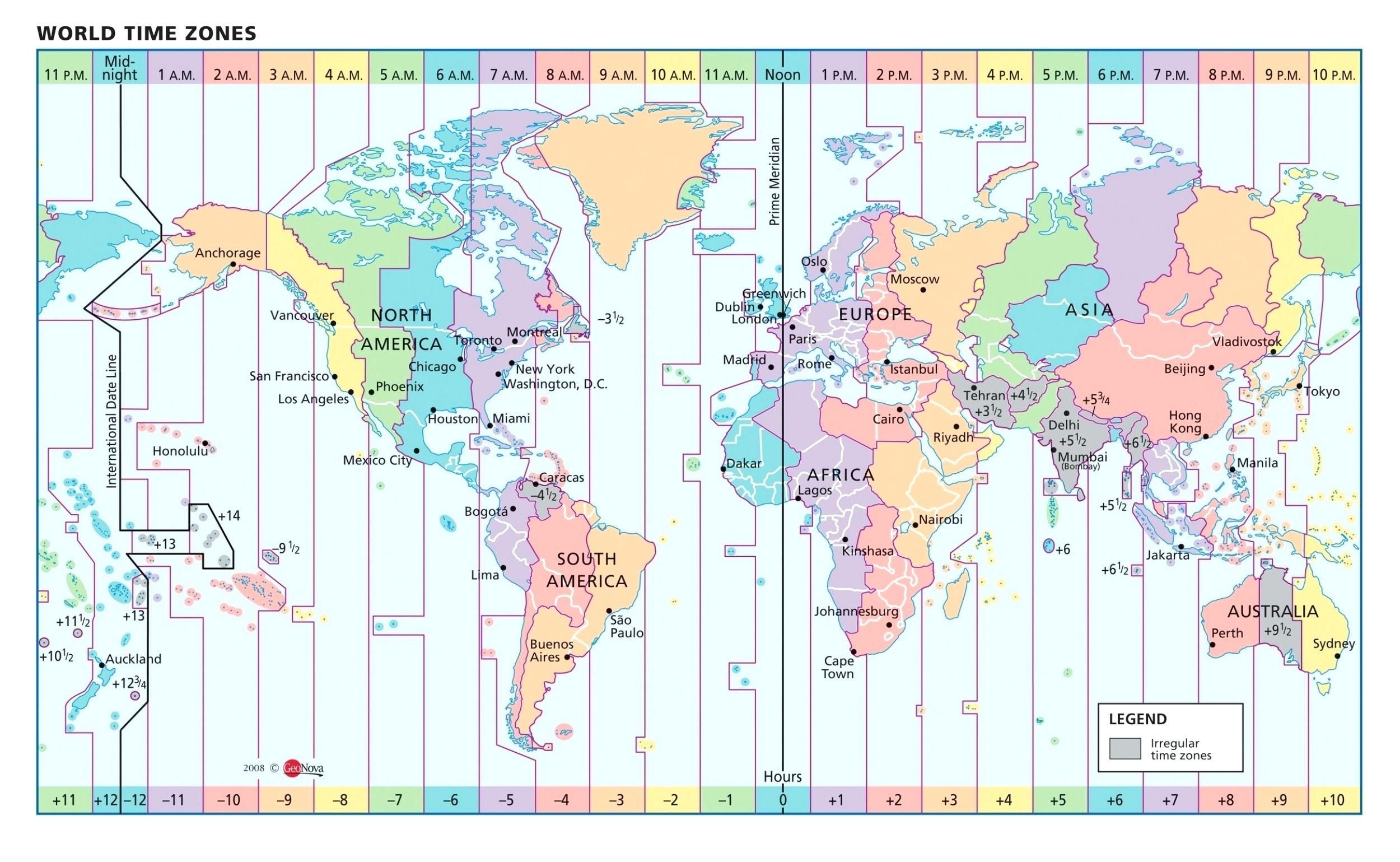 2500x1539 Us Map With Time Zone Lines World Longitude And Clock