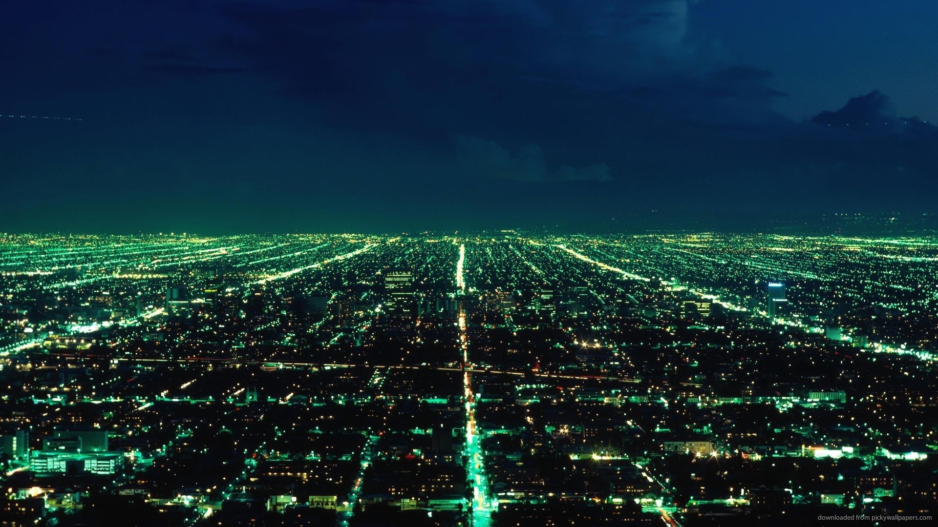 1920x1080 Green City Lights picture