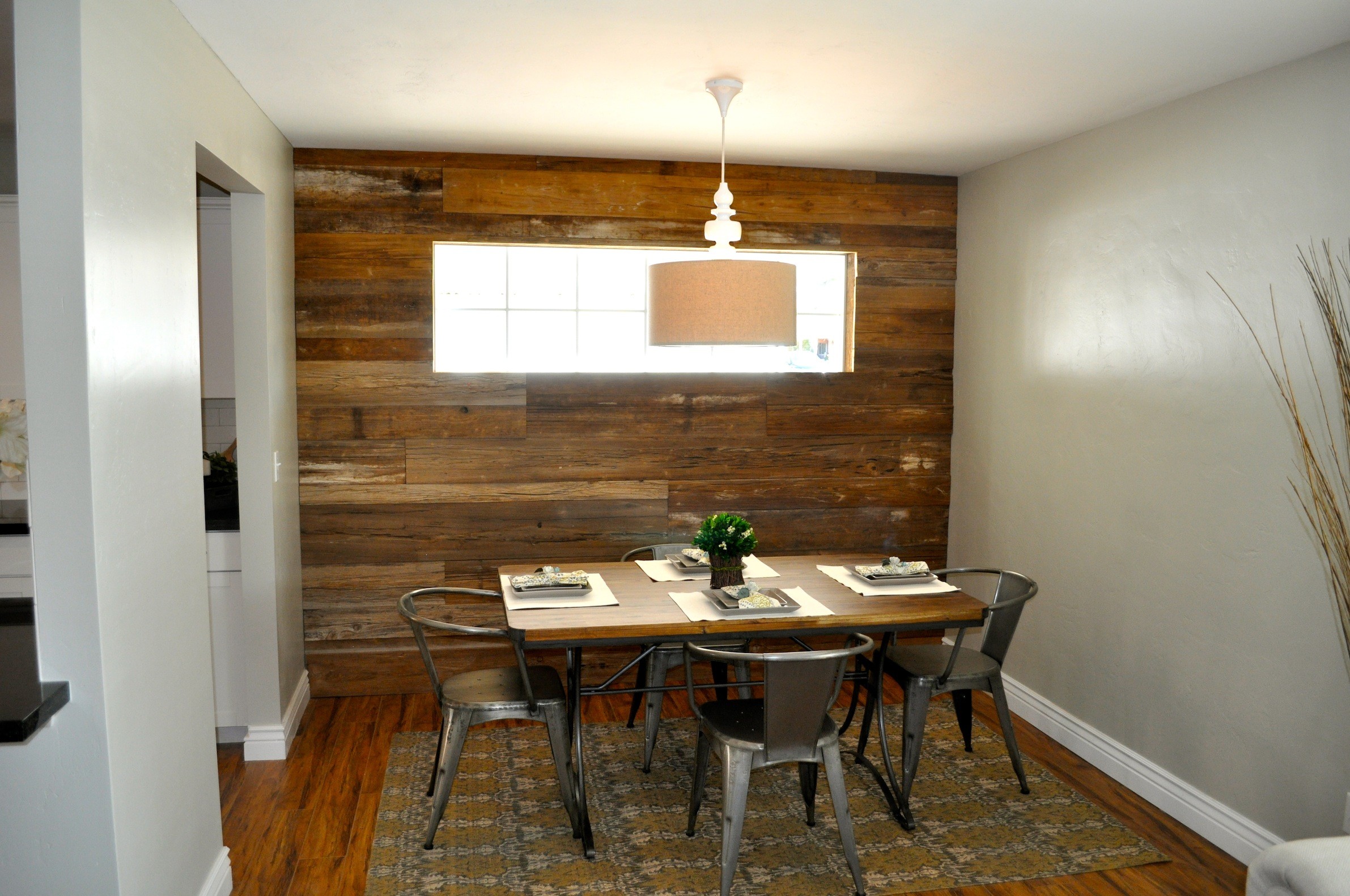 2382x1582 Barn wood accent wall - by Rafterhouse.