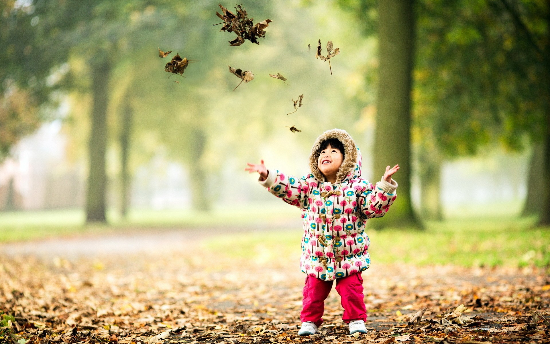 1920x1200 child-happy-nature-autumn-leaves-hd-wallpaper