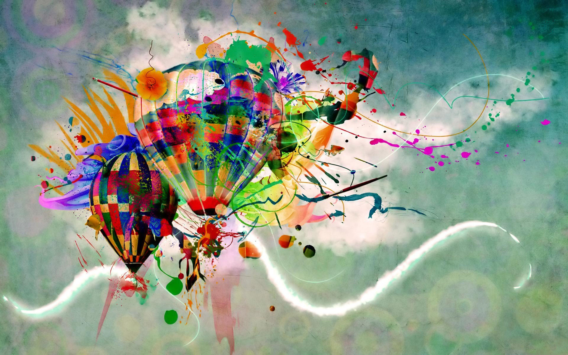1920x1200 Color splashed hot air balloons wallpaper 751 