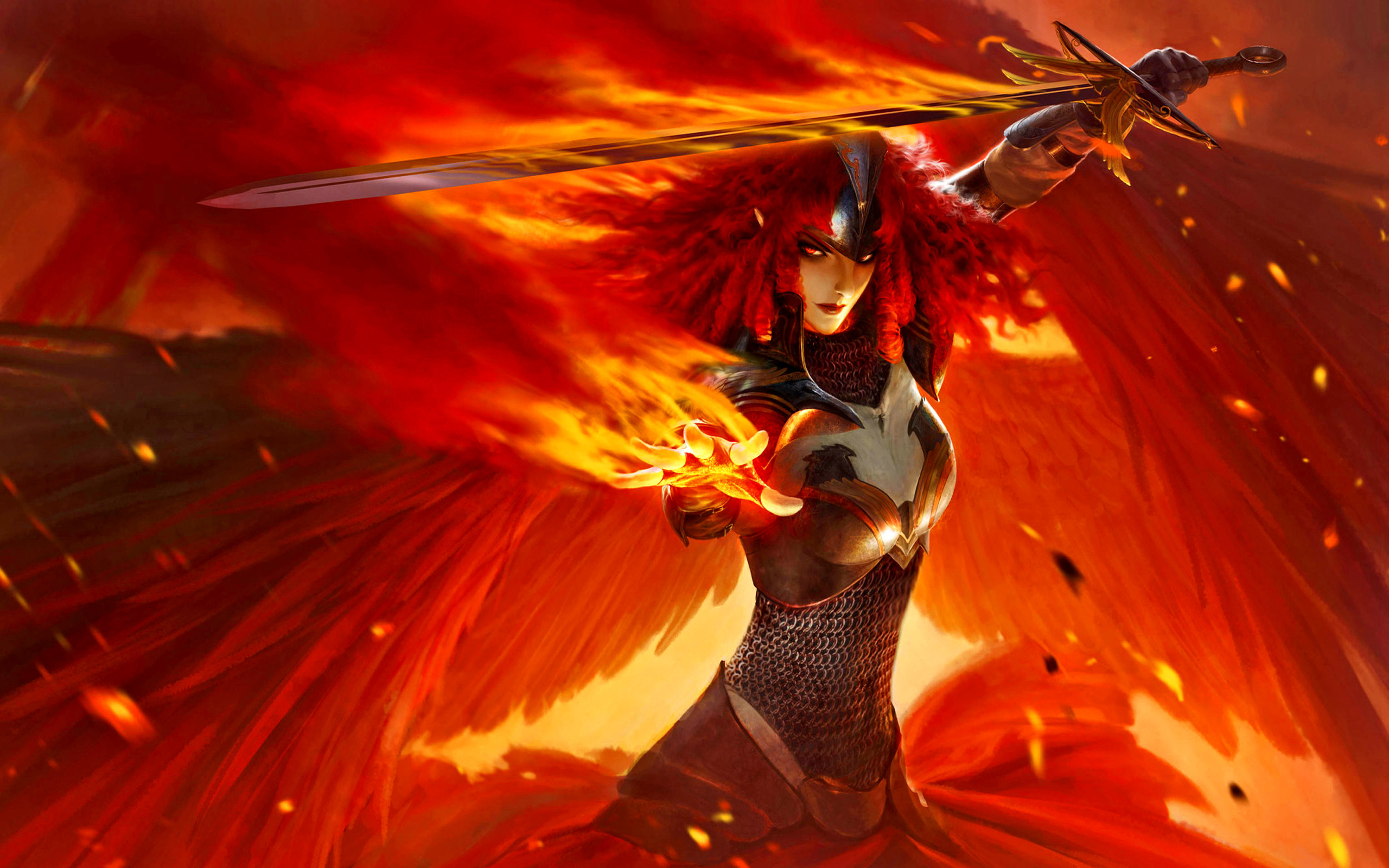 2560x1600 Fantasy - Angel Warrior Wallpaper