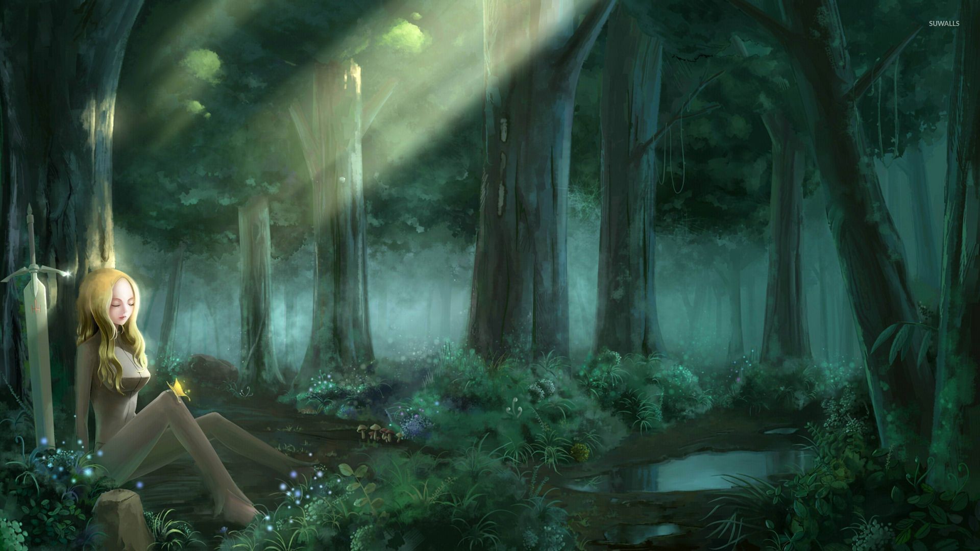 1920x1080 Clare in the forest - Claymore wallpaper
