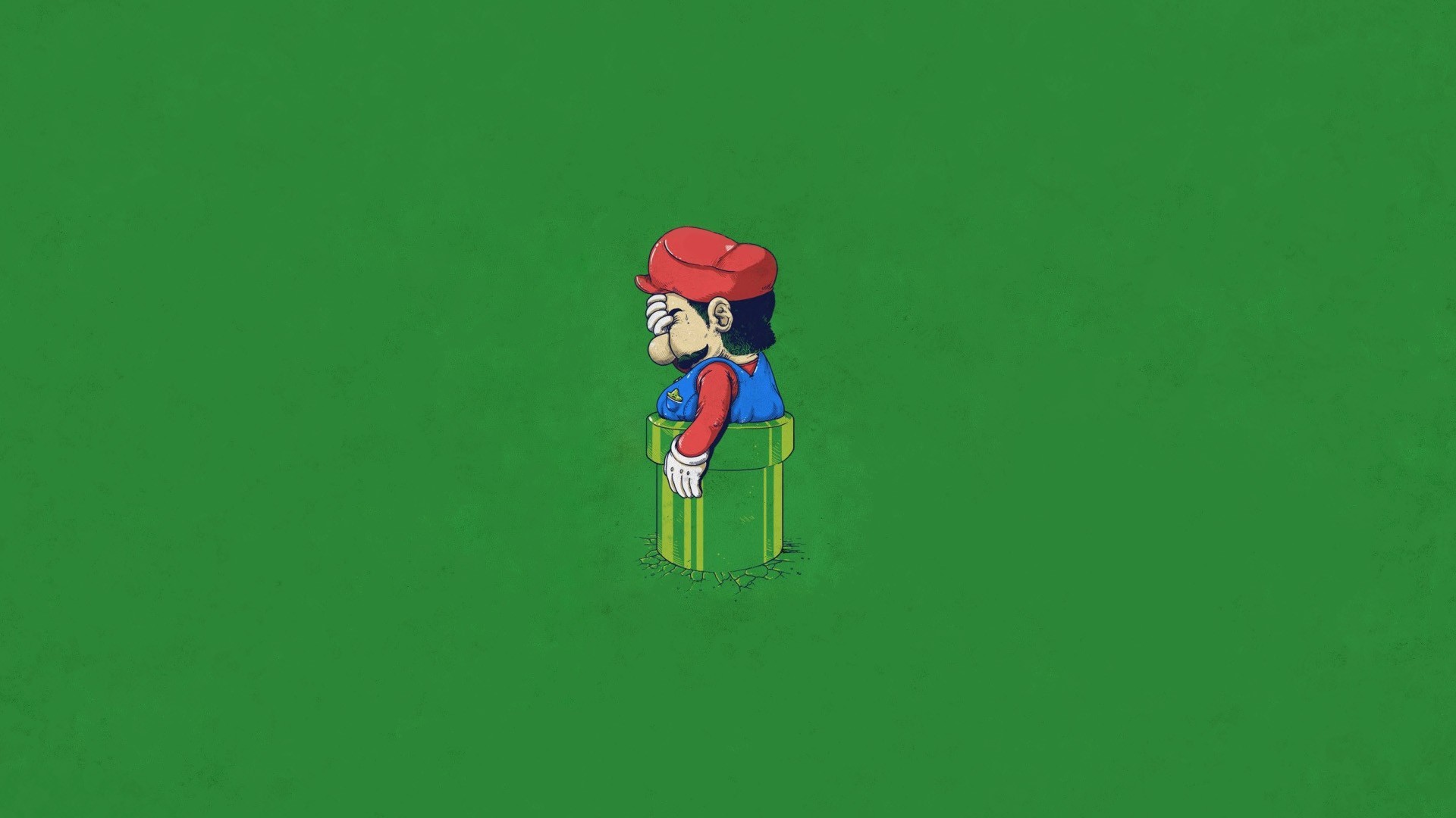1920x1080 Facepalm Fat Funny Games Green Background Joke Mario Rpg Minimalistic Pipes  Super Video