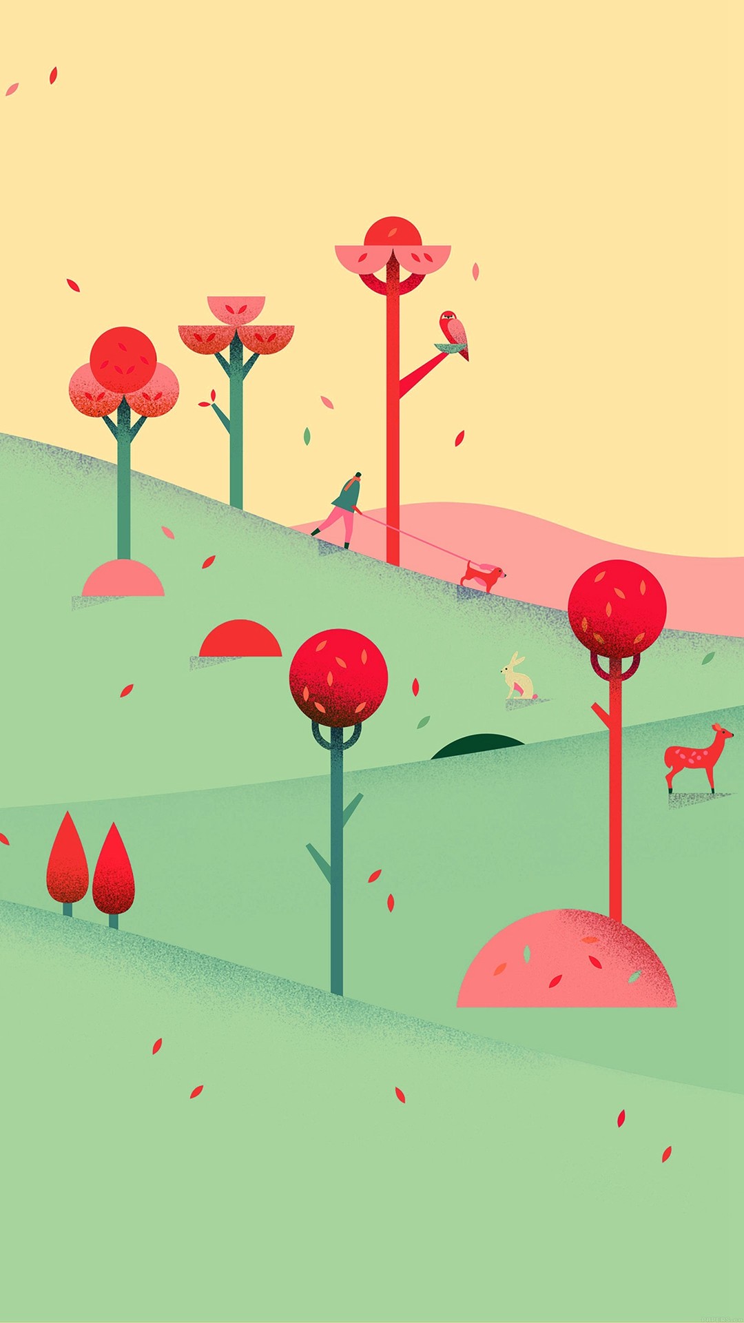 1080x1920 Google Lollipop September Fall Mountain Animals iPhone 6 wallpaper