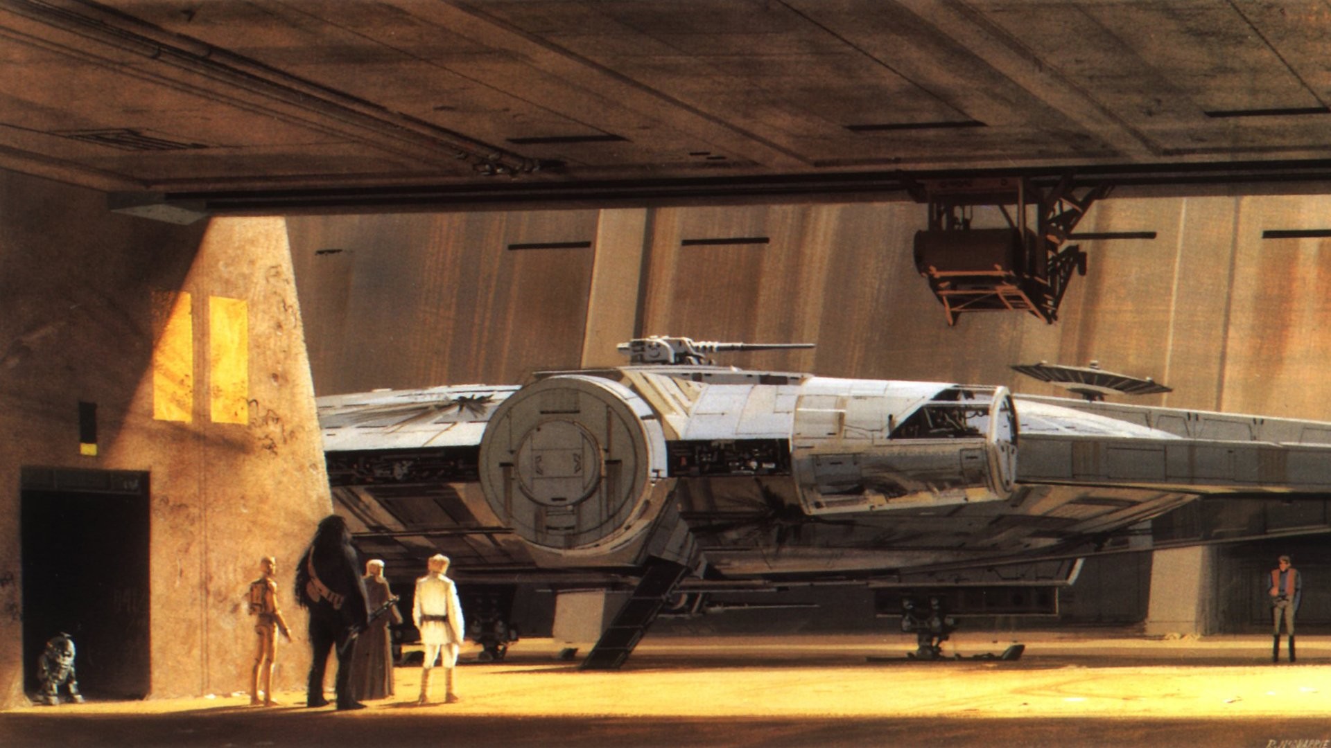 1920x1080 C3PO R2D2 Luke Skywalker Chewbacca Millennium Falcon Obi-Wan Kenobi  tatooine Star wars: New Hope wallpaper |  | 290250 | WallpaperUP