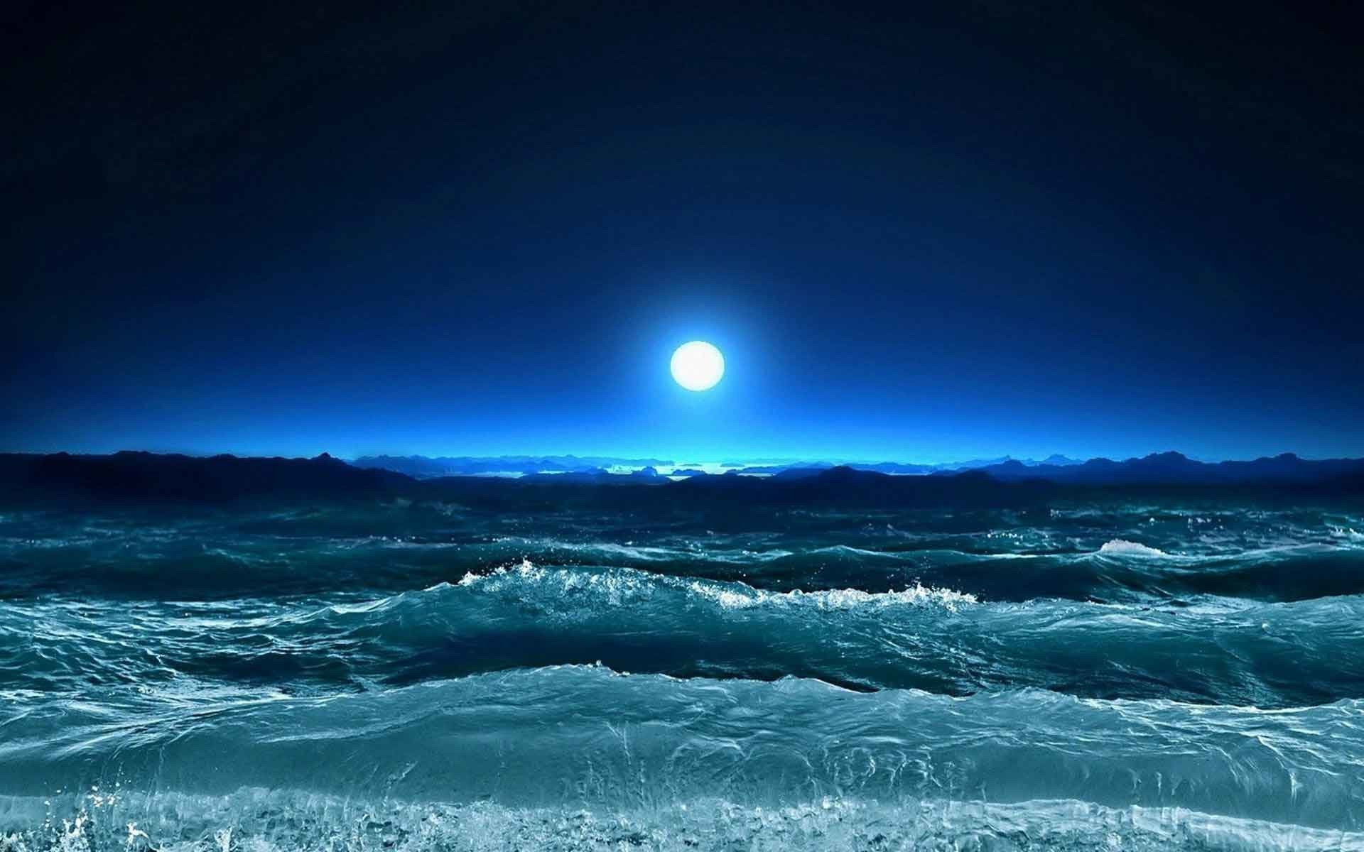 1920x1200 Sea Ocean Art Waves Moon Night Storm Desktop Background Images Nature