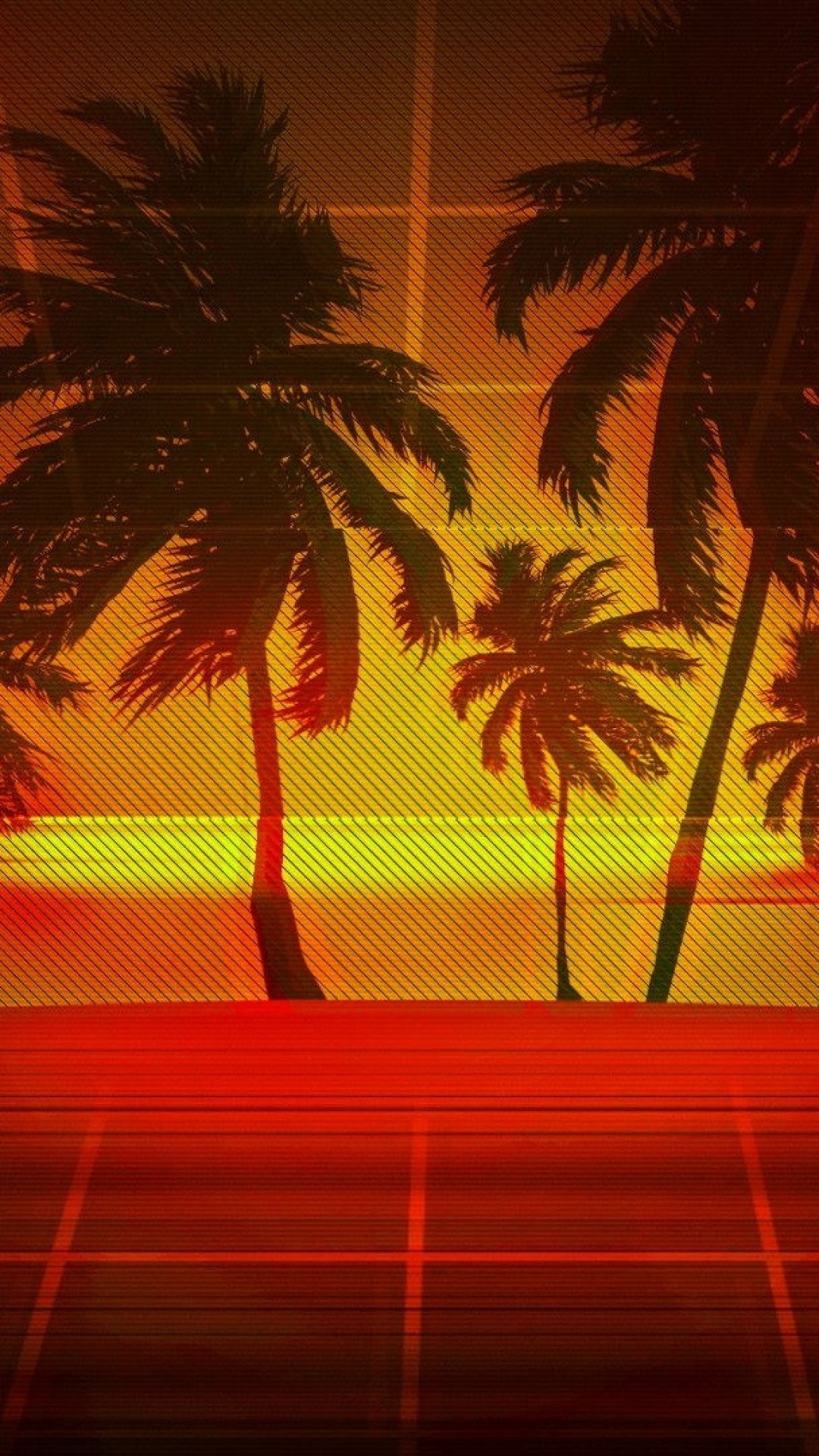 1080x1920 Retrowave, Tropical, Palm Tree, Vaporwave, Sunlight