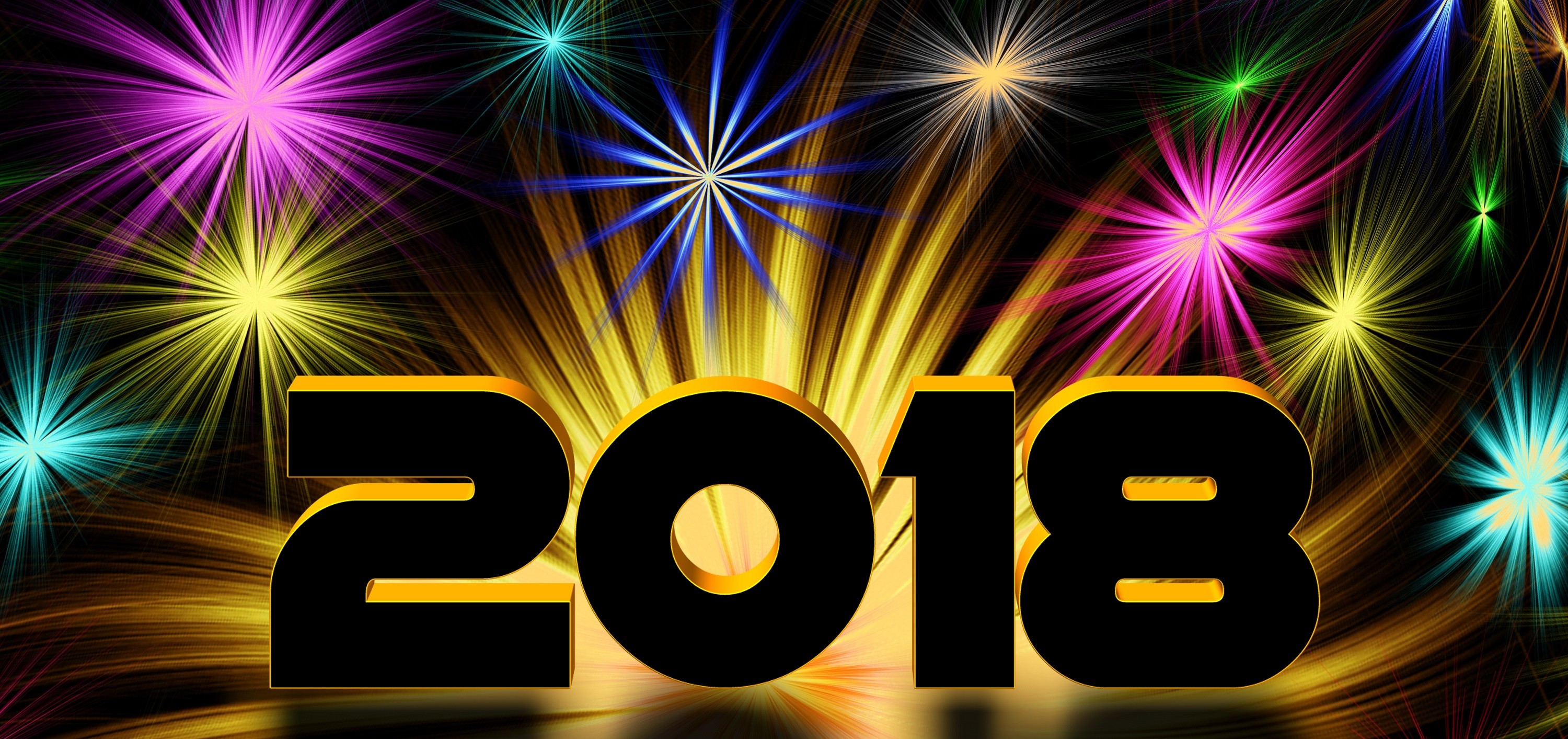 3000x1413 Feiertage - New Year 2018 Neujahr Farben Colorful Wallpaper