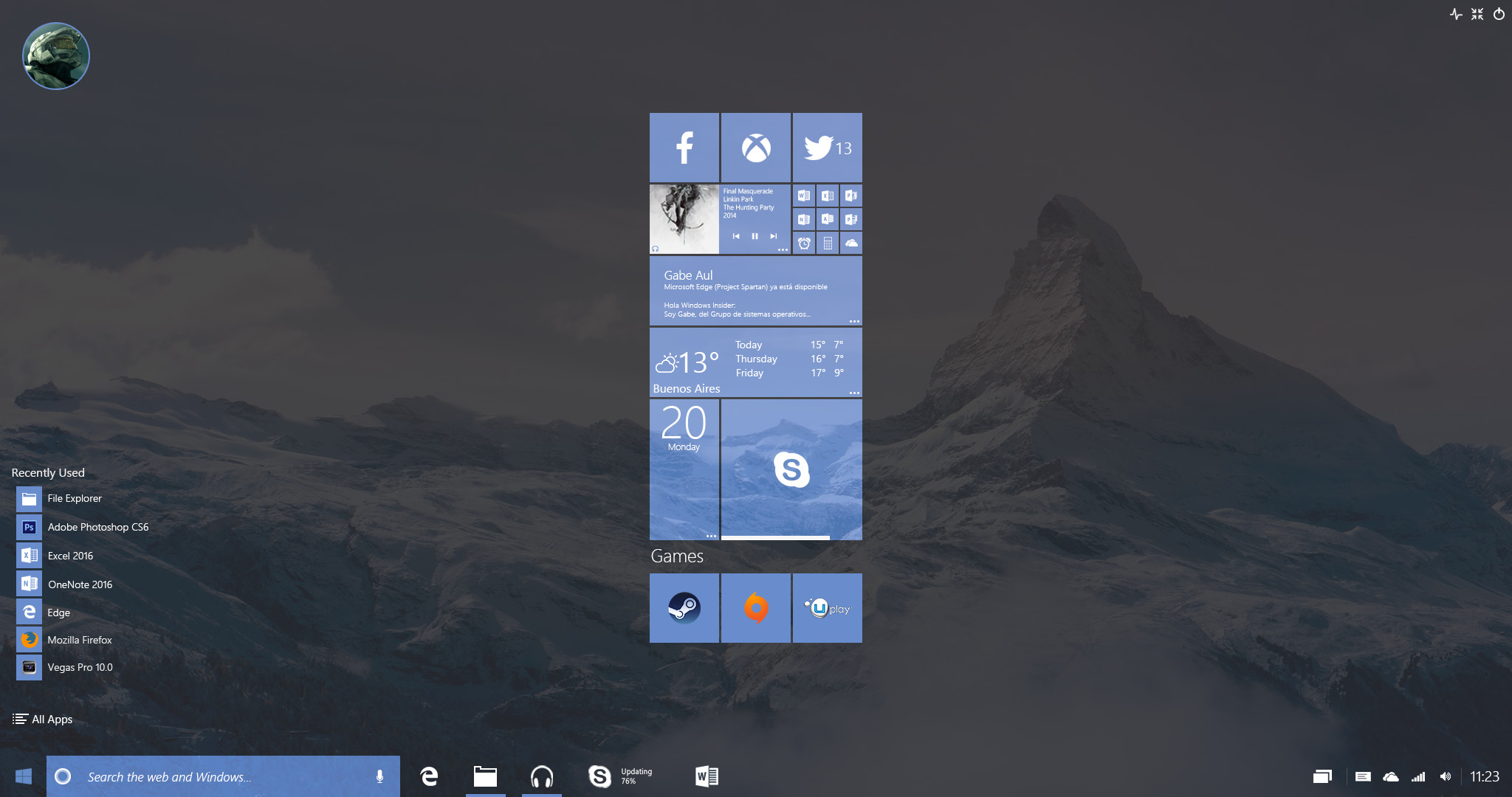 2048x1080 Windows 10 Redstone Start Menu Fullscreen by lukeled 