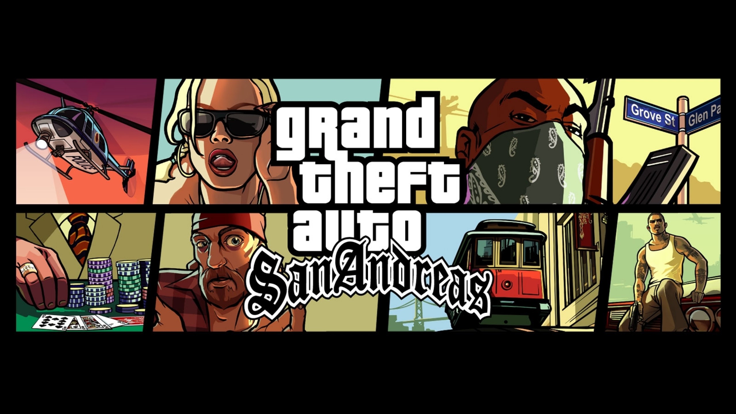 2560x1440 Preview wallpaper gta, grand theft auto, san andreas, characters, graphics  