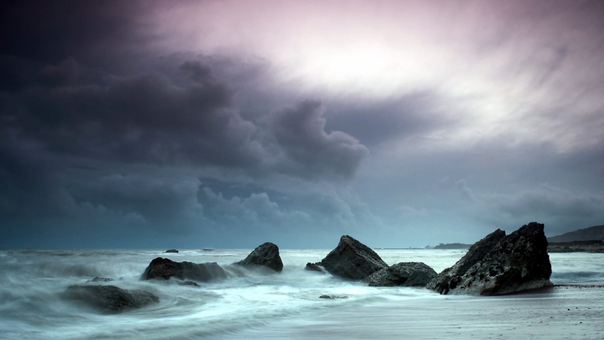 1920x1080 Sky: STORMY SKY Sea Storm Waves Beach Wallpaper HD for HD 16:9