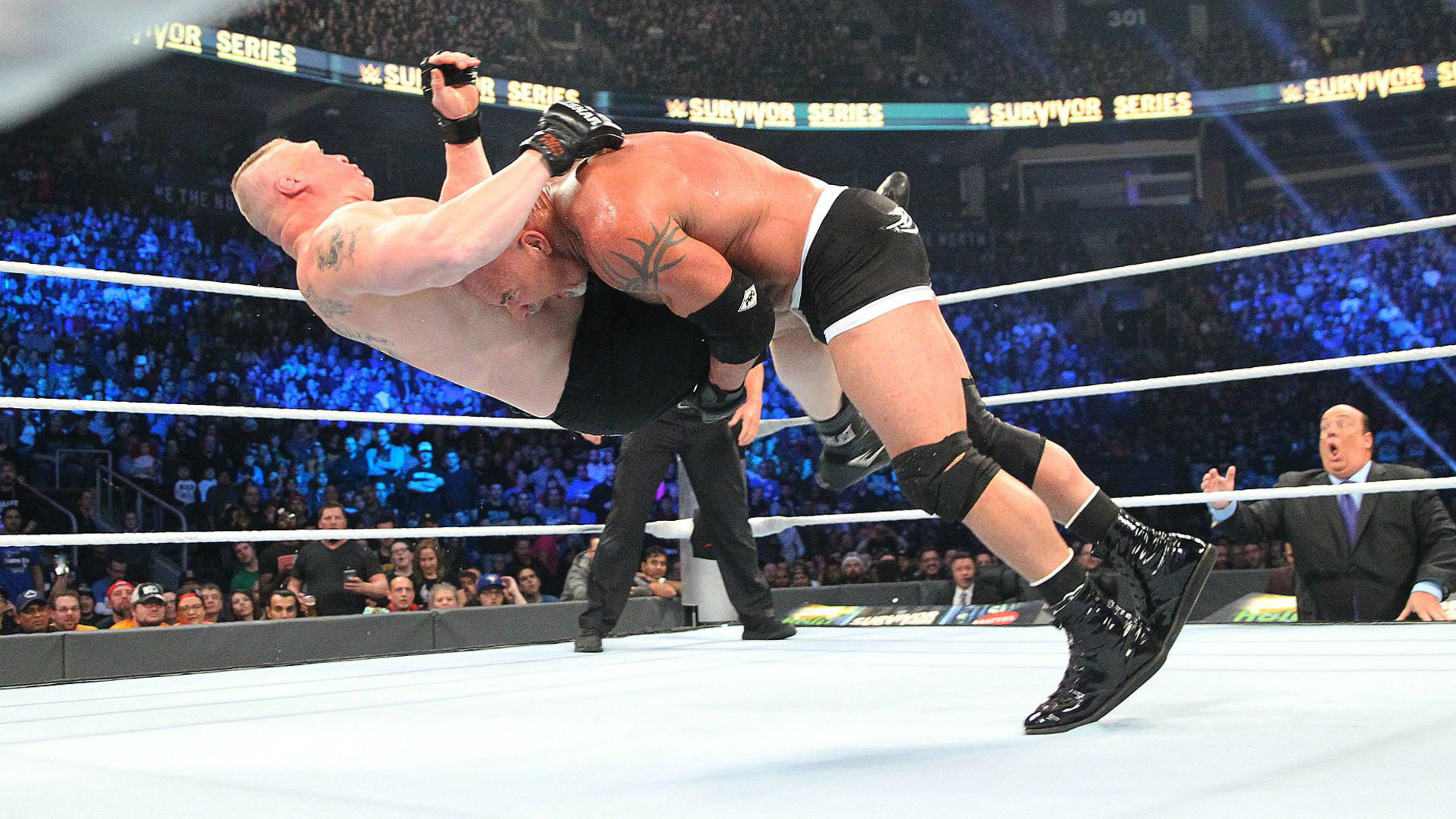 1920x1080 Watch how Goldberg conquered Lesnar twice at Survivor Series.