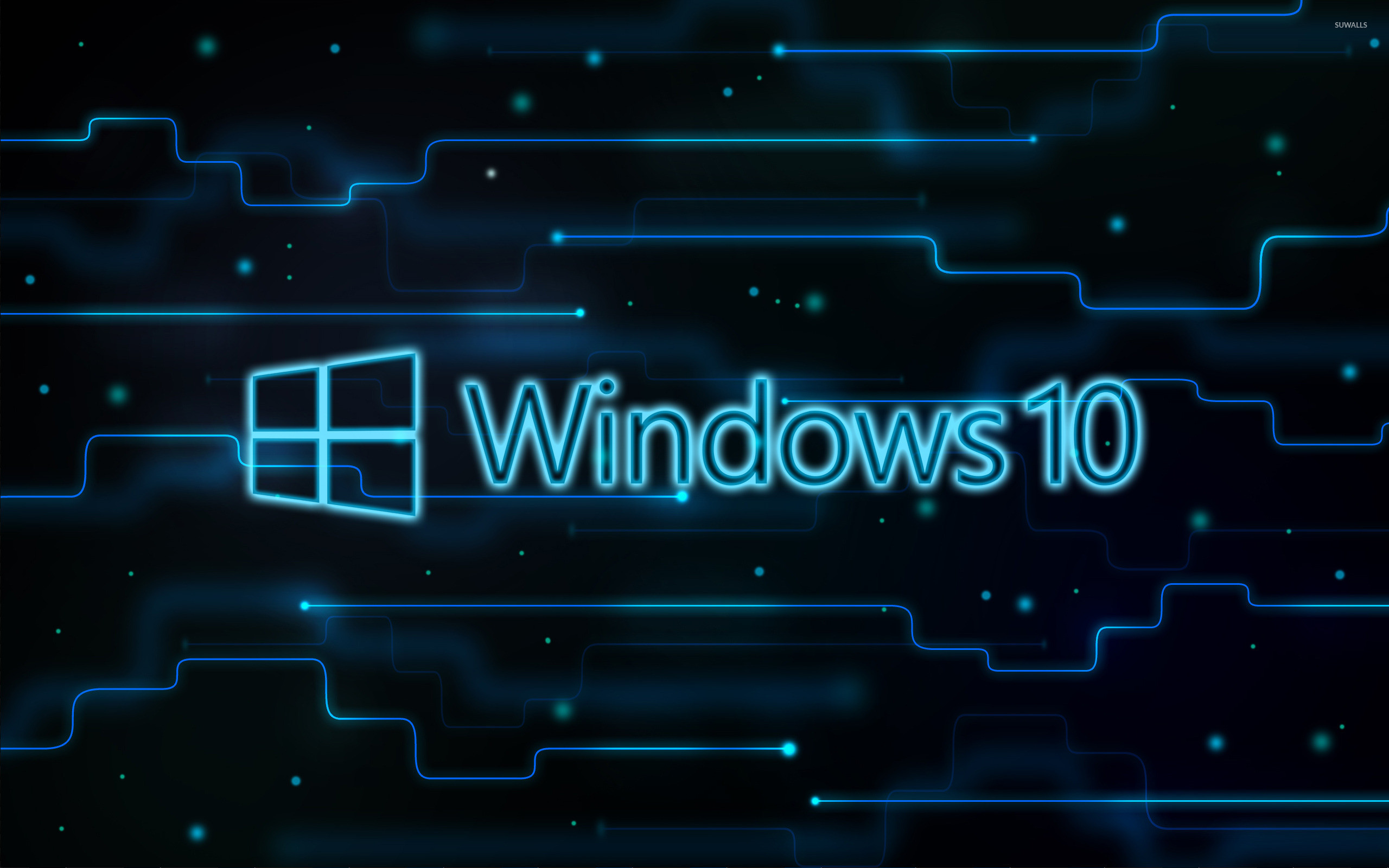 2560x1600 Windows 10 glowing logo on a network wallpaper