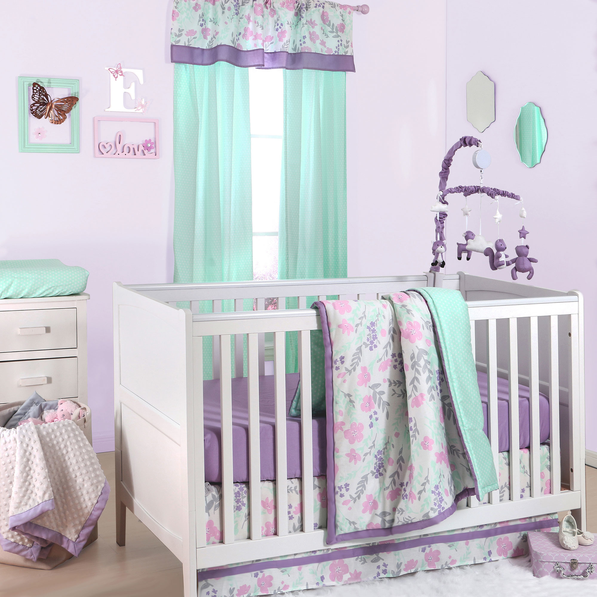 2000x2000 The Peanut Shell 4 Piece Baby Girl Crib Bedding Set Pink Purple Mint Green  Wallpaper Green Mint Candy