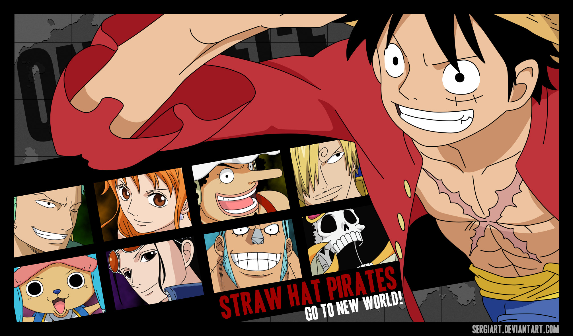 2013x1180 ... Straw Hat Pirates - Go to the New World by SergiART